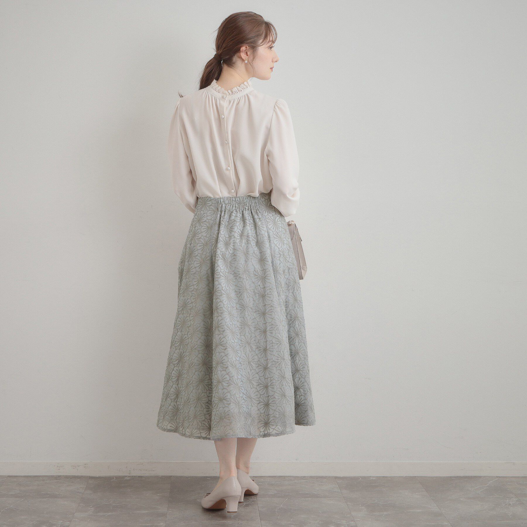 Couture broach「【洗える・着映え・通勤】フラワーエンブロスカート」|スカート|