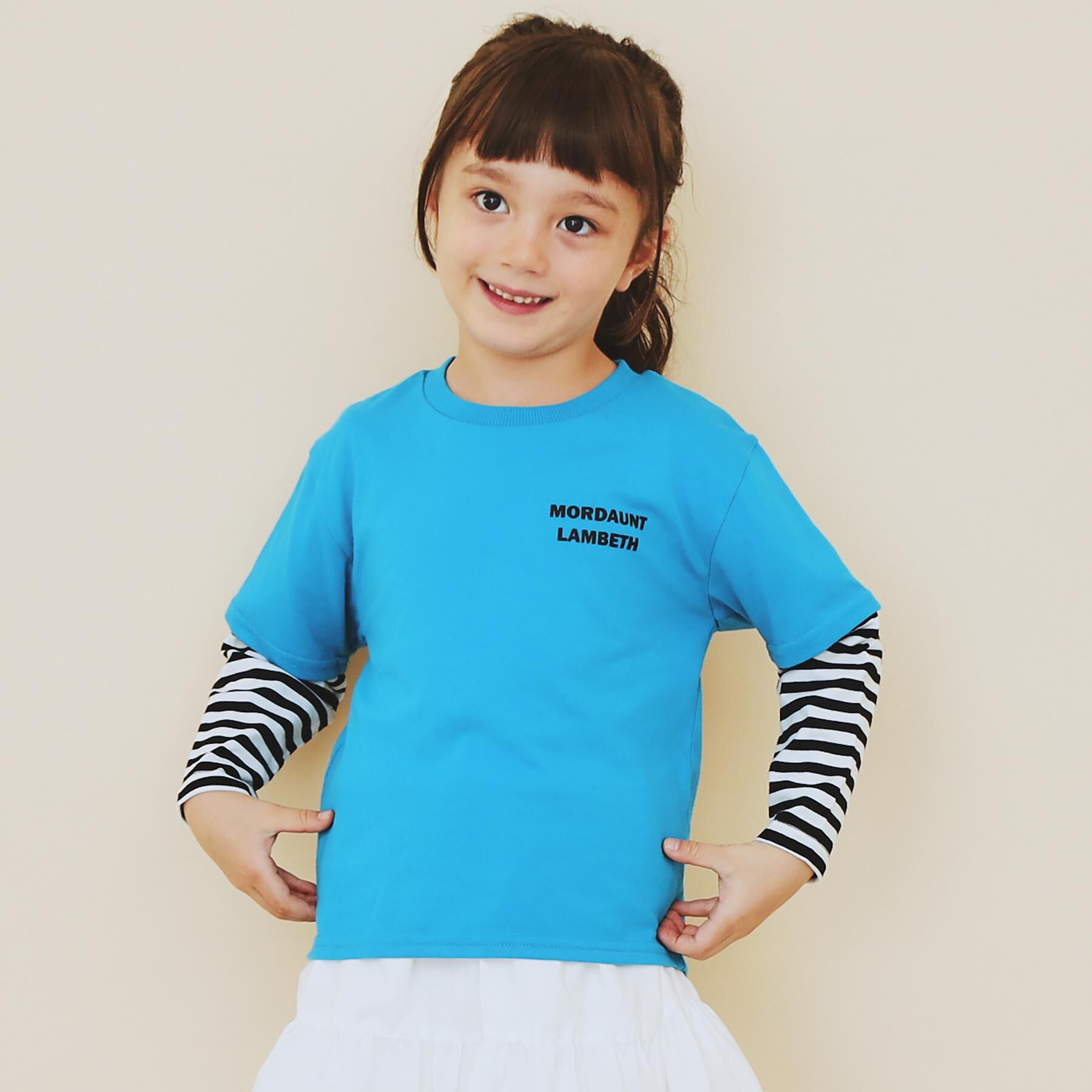 THE SHOP TK「【110－160】レイヤード風デニムアップリケロンTee」|Tシャツ・カットソー|