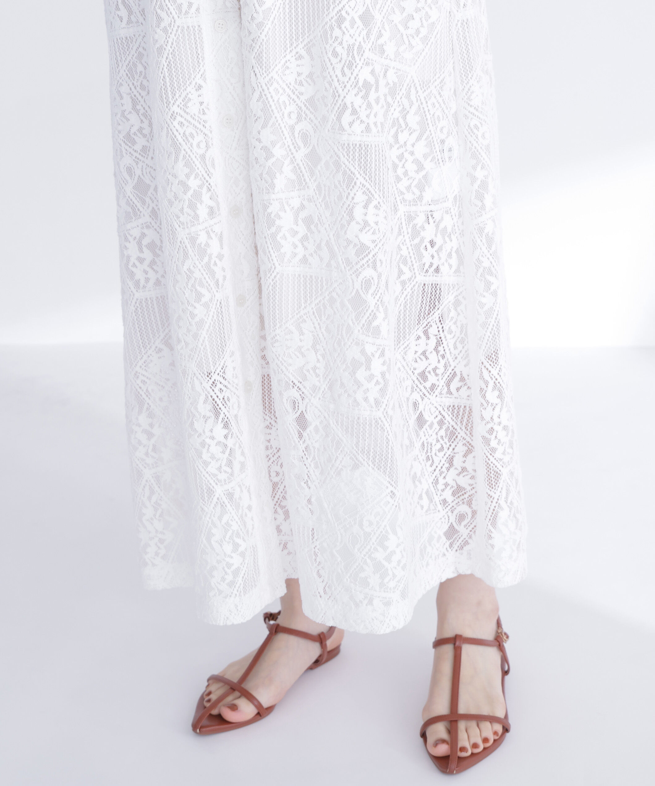  「ノースリーブレースシャツワンピース」|ワンピース|