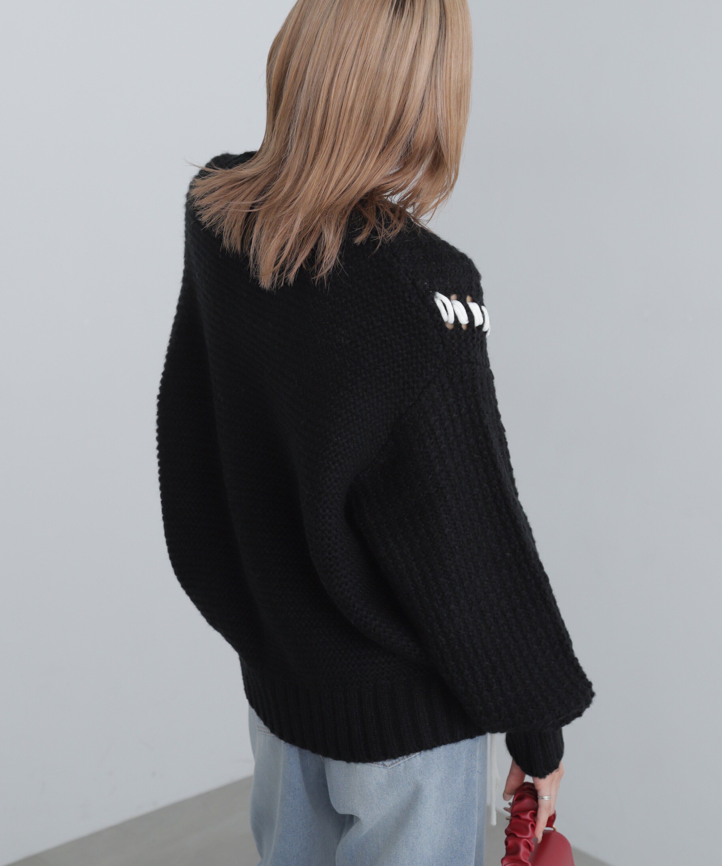  「配色ステッチニットプルオーバー」|ニット・セーター|