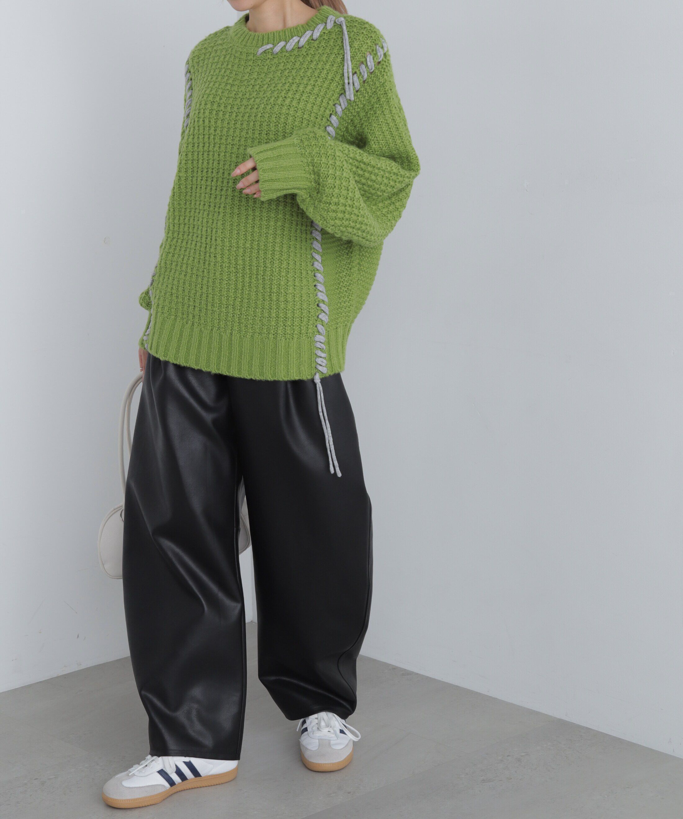  「配色ステッチニットプルオーバー」|ニット・セーター|