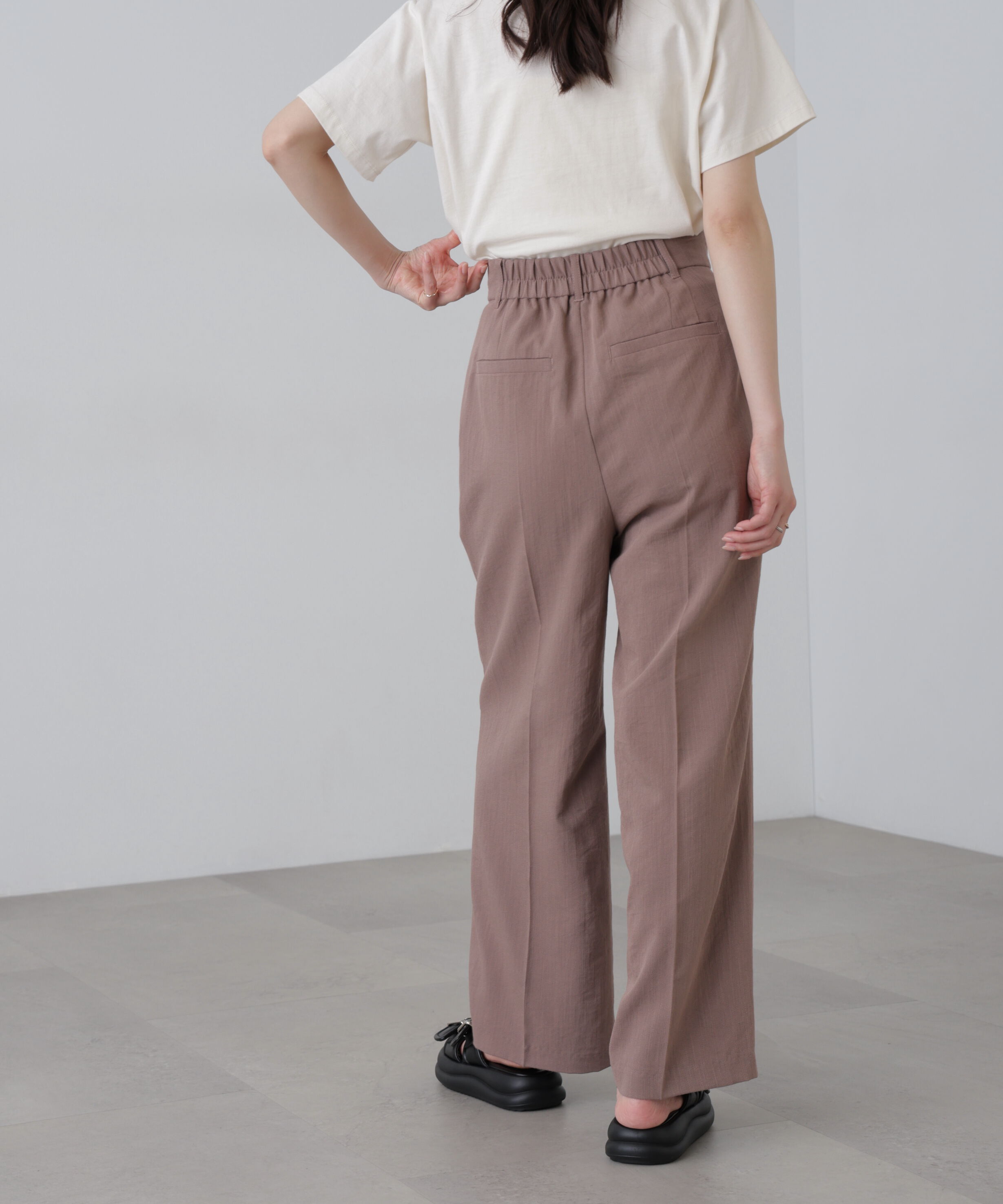  「麻調合繊タックワイドパンツ」|その他|