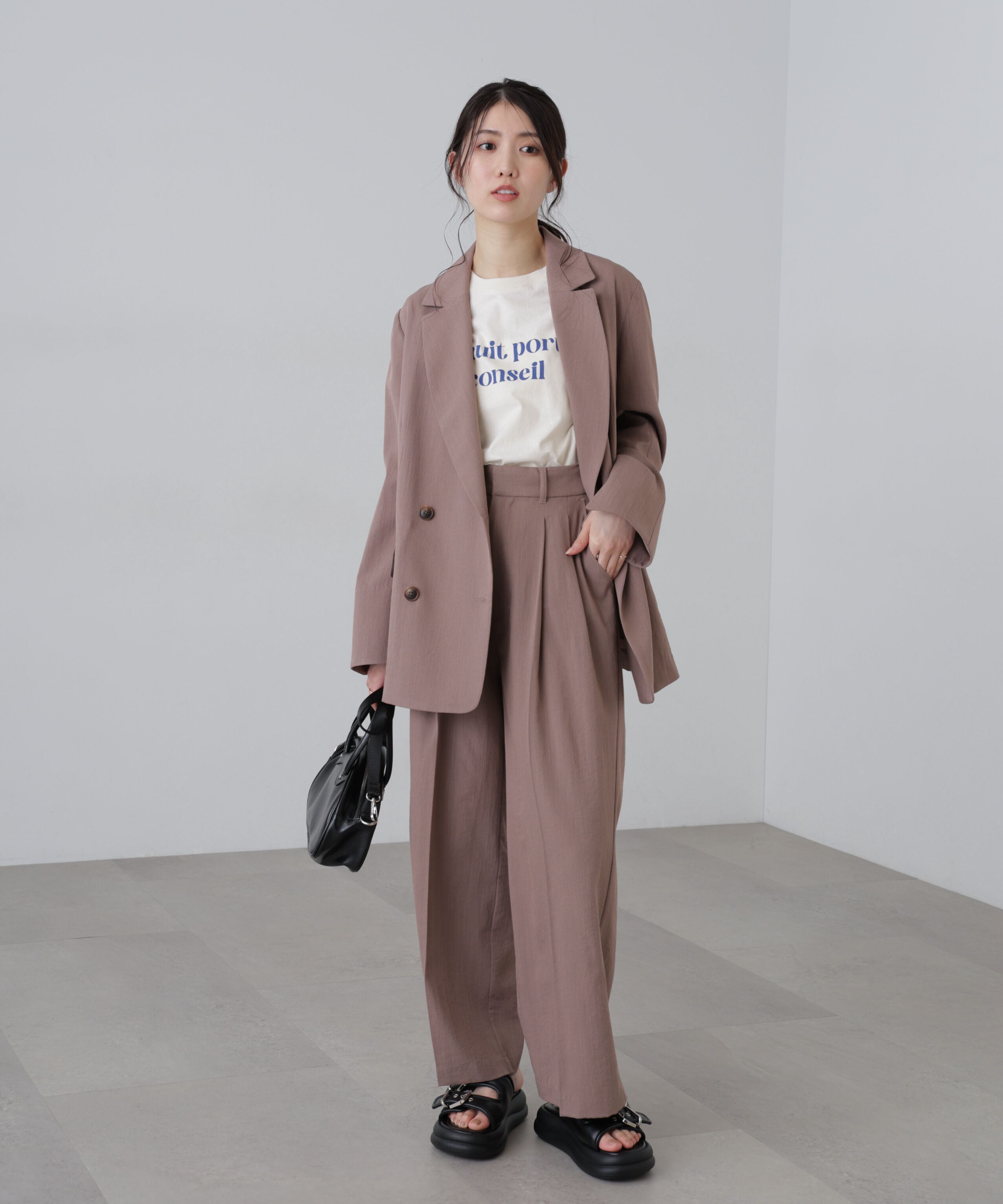  「麻調合繊タックワイドパンツ」|その他|