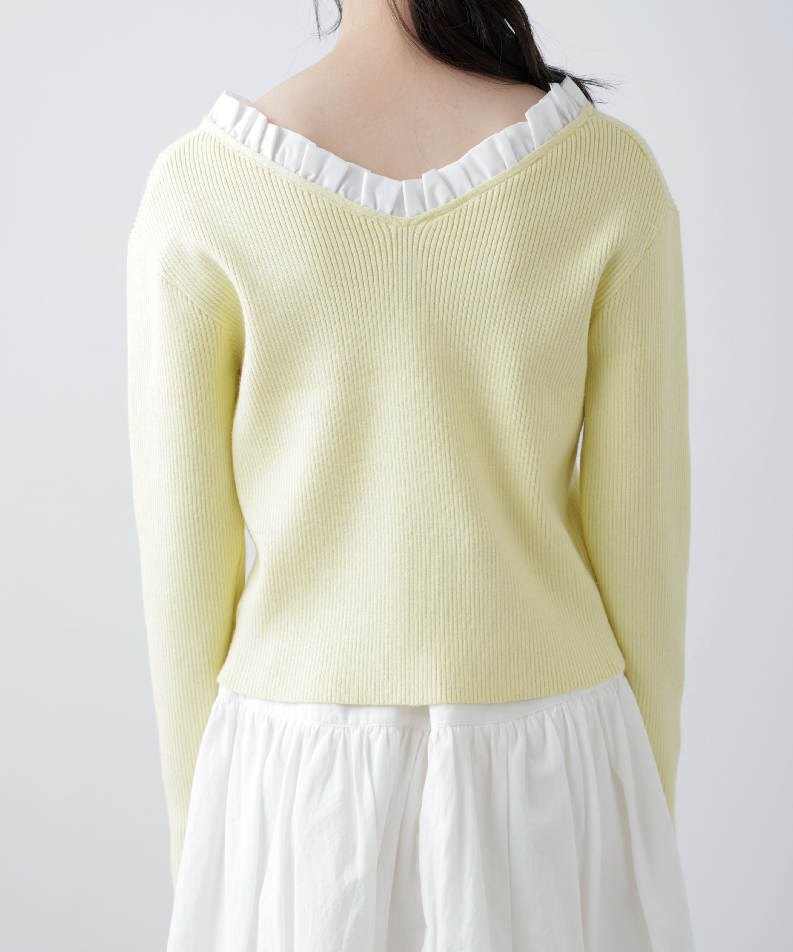  「フリルドッキングＶネックニット〈MFM〉」|ニット・セーター|