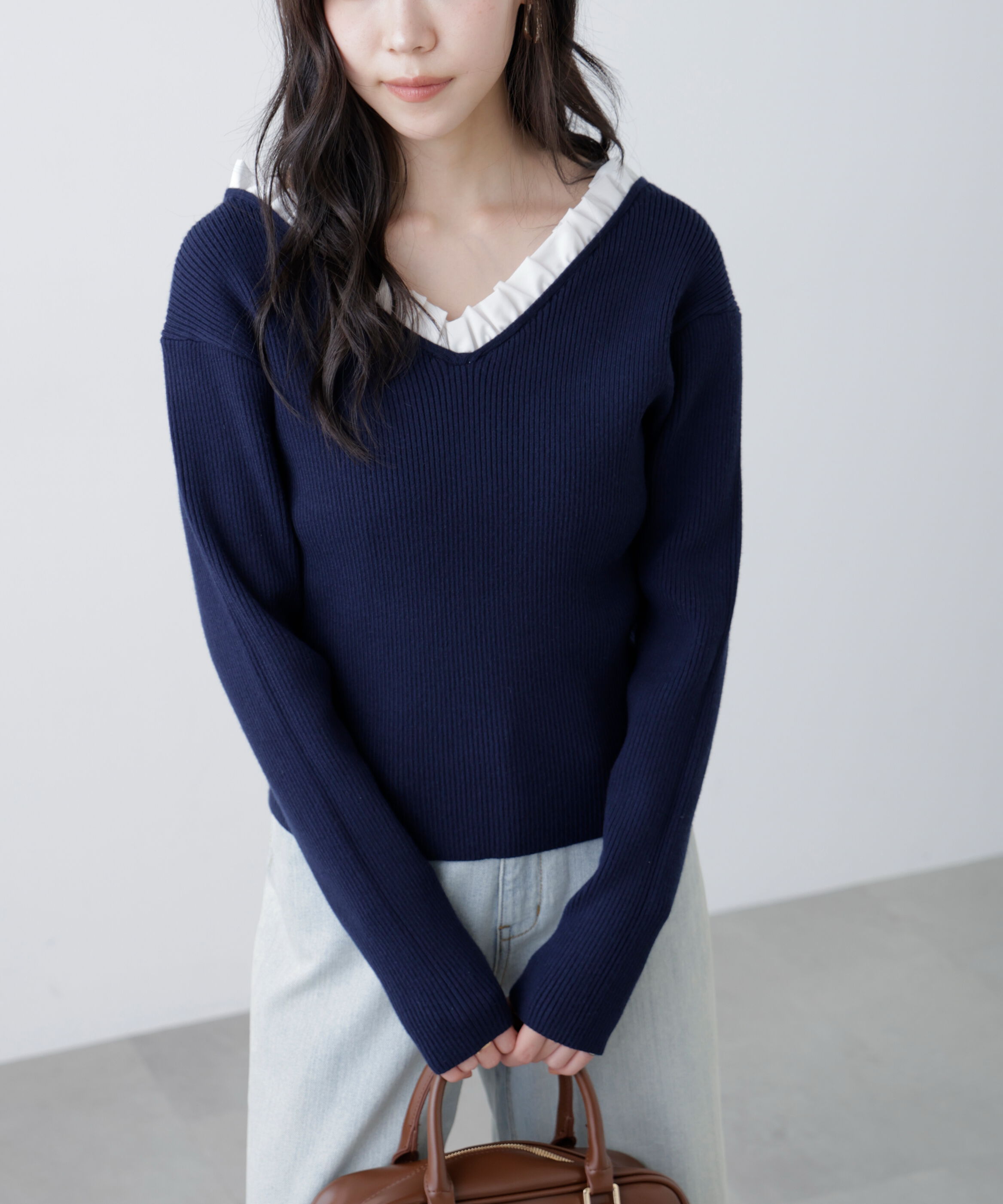  「フリルドッキングＶネックニット〈MFM〉」|ニット・セーター|