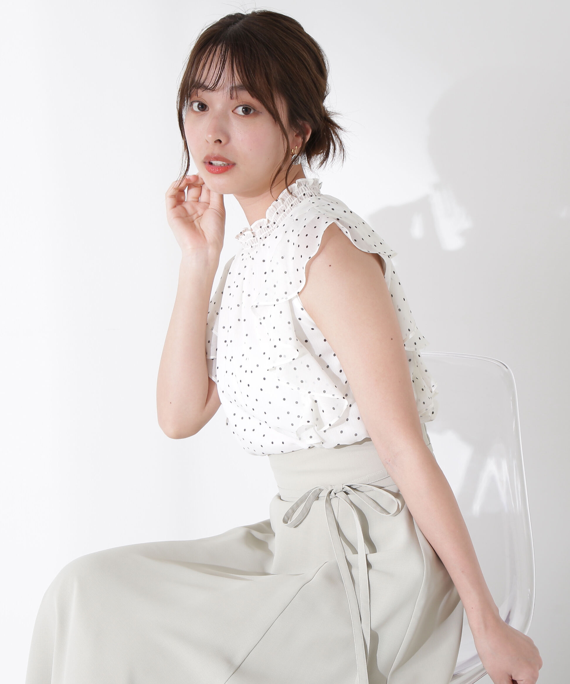 PROPORTION BODY DRESSING「ドット柄半袖ブラウス」|シャツ・ブラウス|