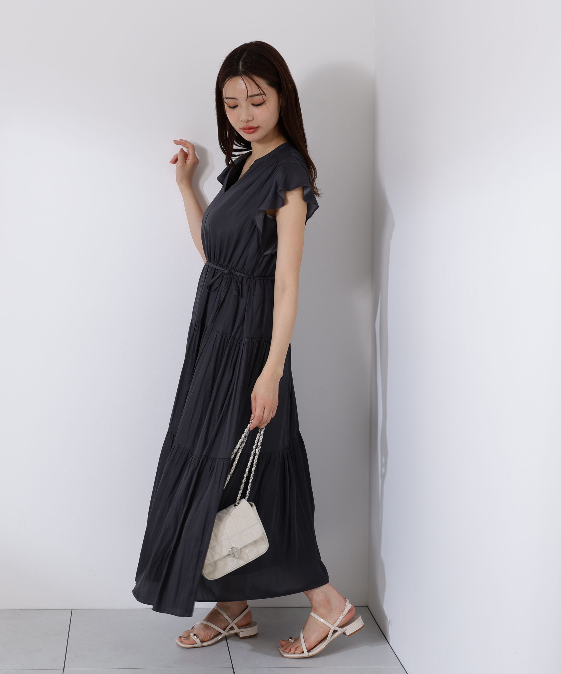 PROPORTION BODY DRESSING「リボン付きギャザーワンピース」|ワンピース|