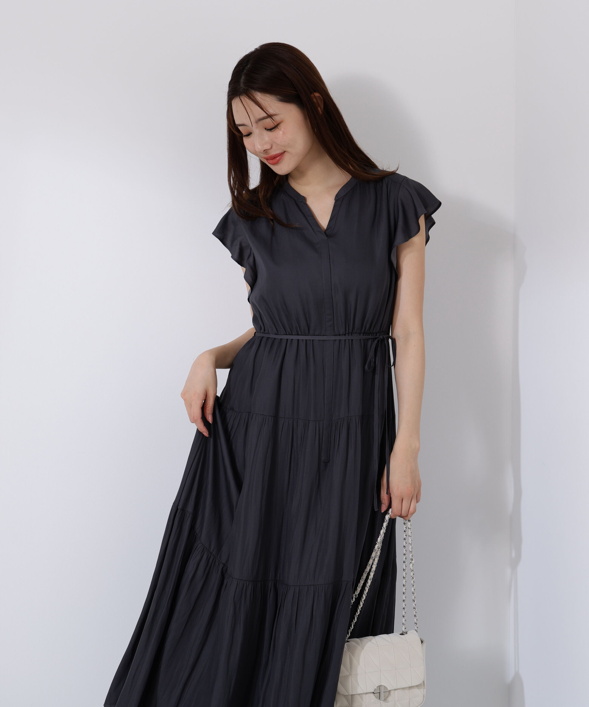 PROPORTION BODY DRESSING「リボン付きギャザーワンピース」|ワンピース|