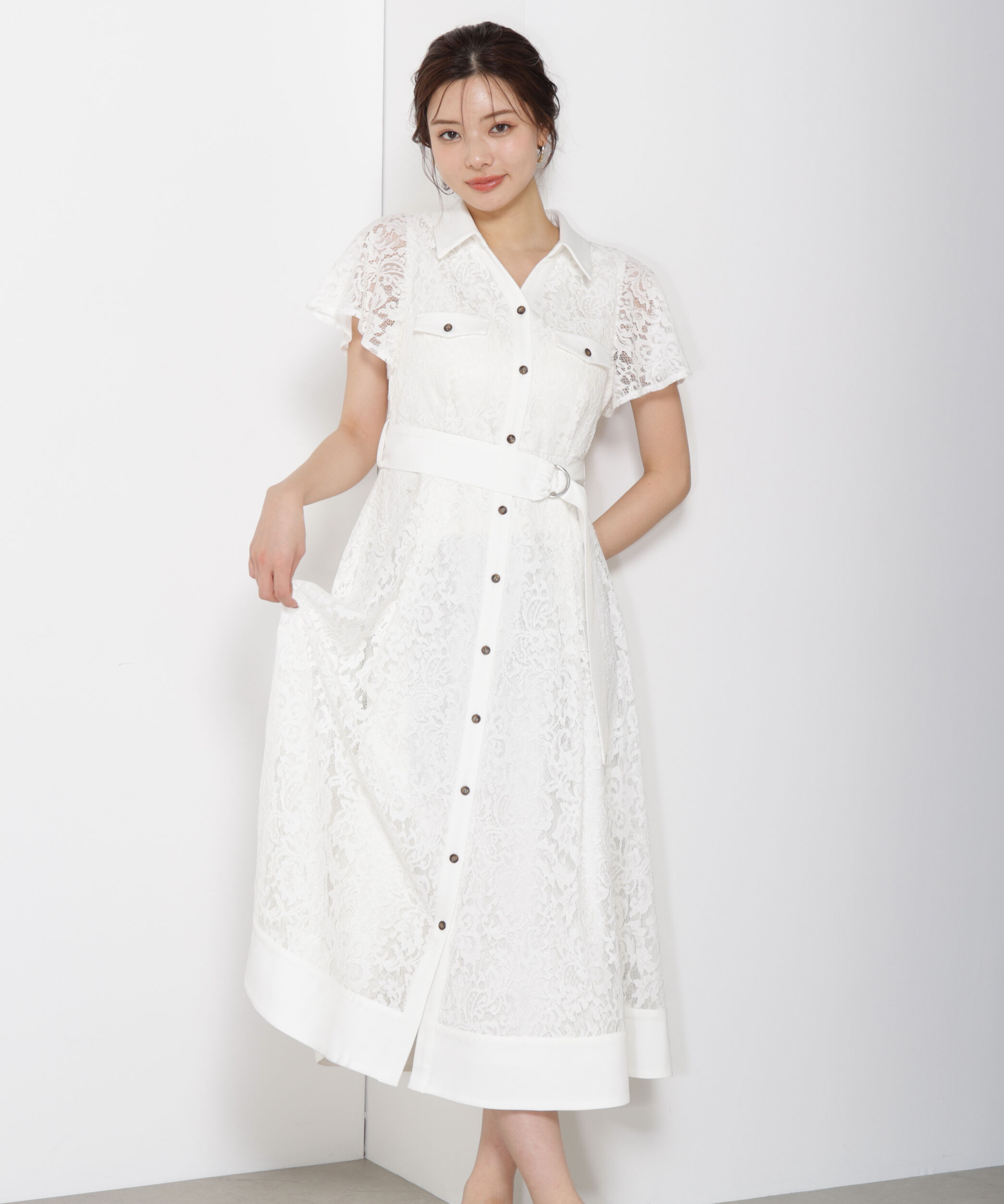 PROPORTION BODY DRESSING「レースシャツワンピース」|ワンピース|