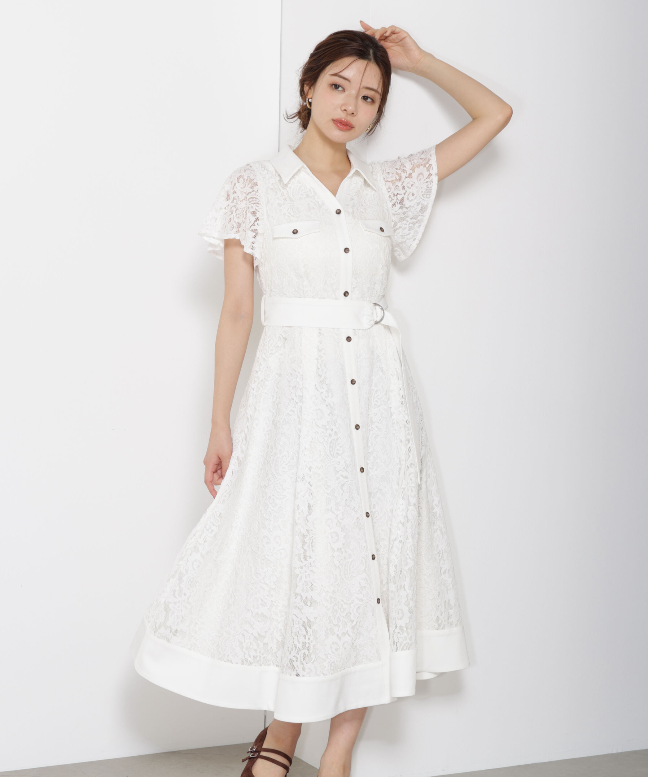 PROPORTION BODY DRESSING「レースシャツワンピース」|ワンピース|