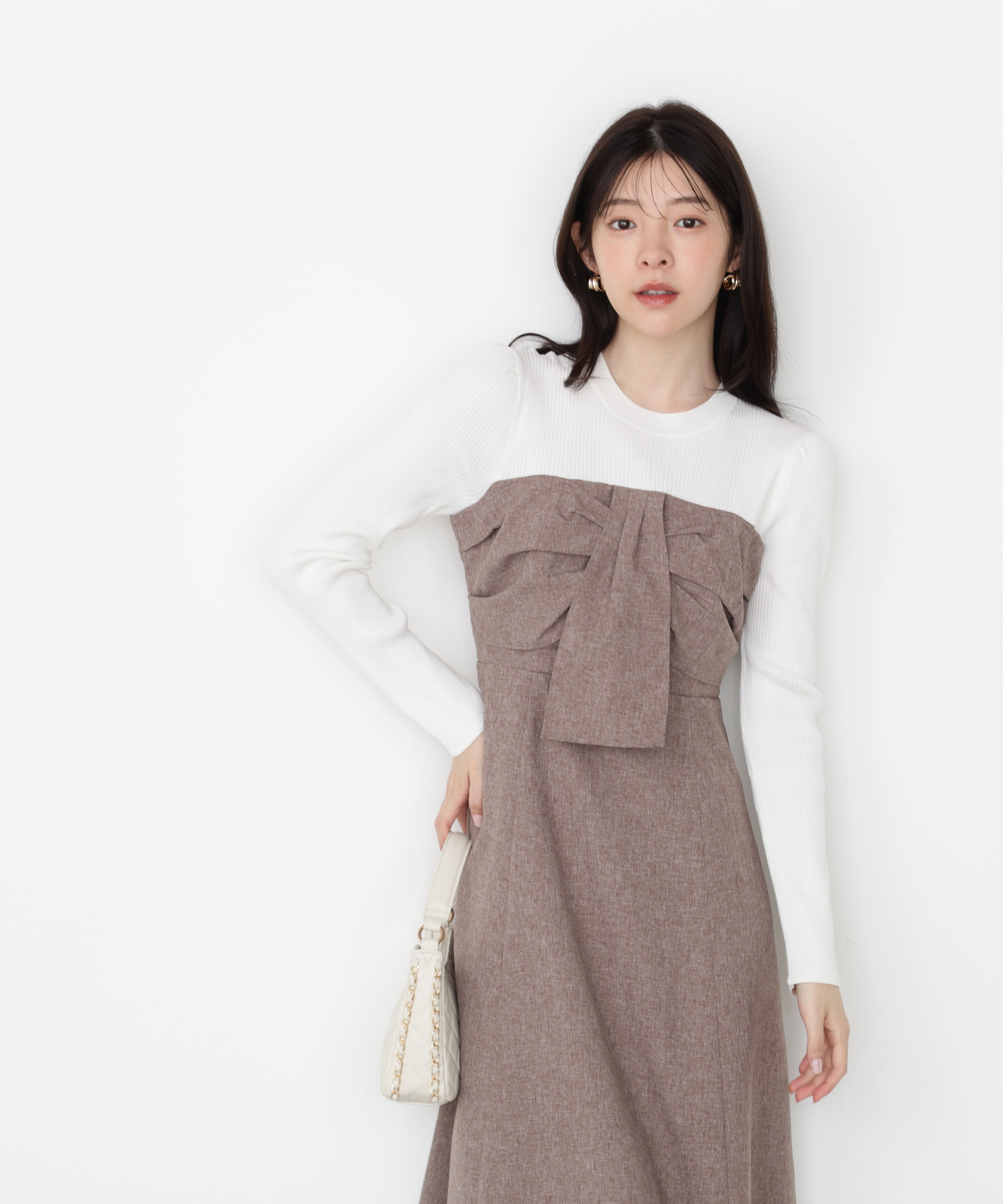 PROPORTION BODY DRESSING「フロントリボンドッキングワンピース 25AW」|ワンピース|