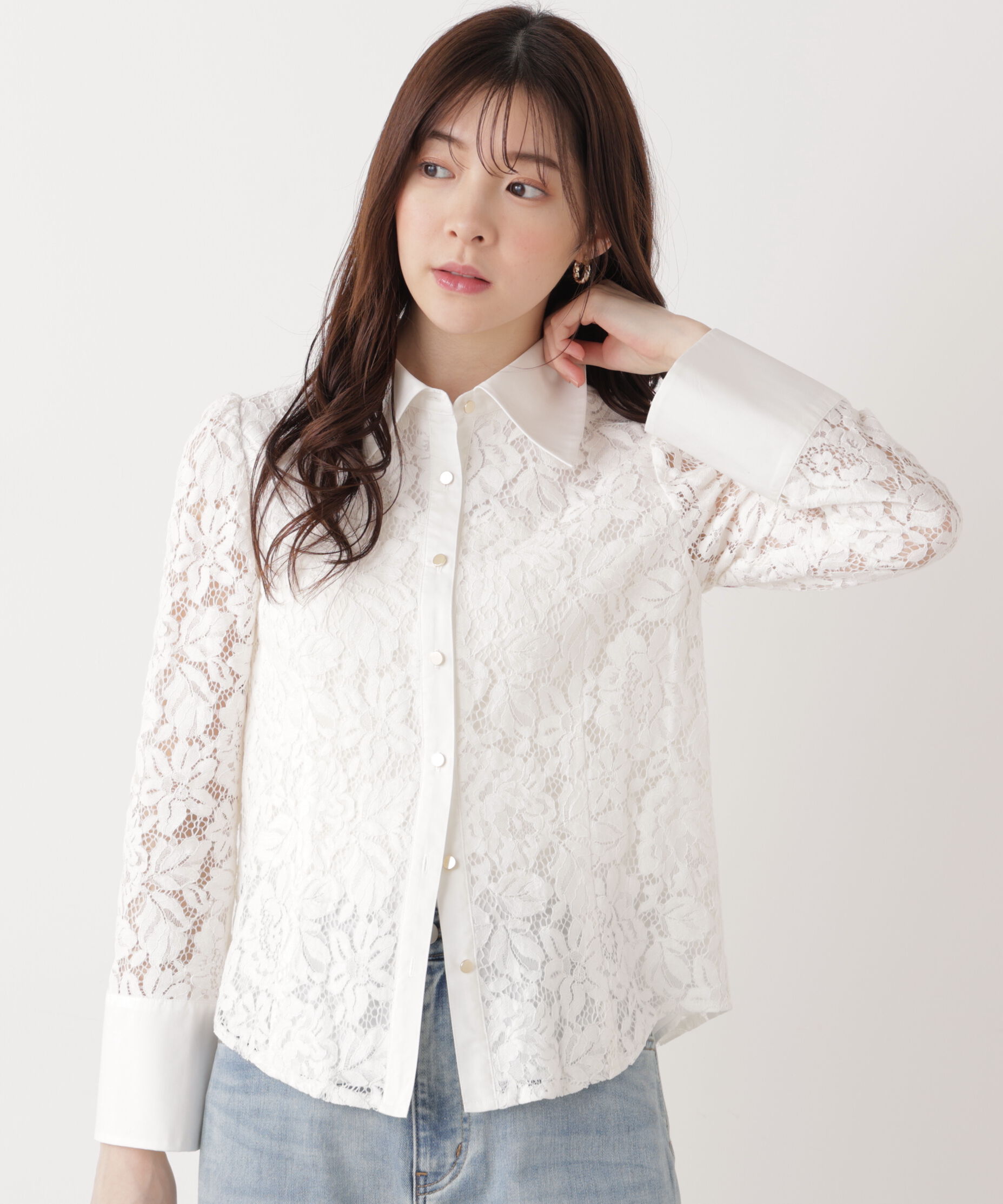 PROPORTION BODY DRESSING「ビッグ衿レースブラウス　26SS」|シャツ・ブラウス|