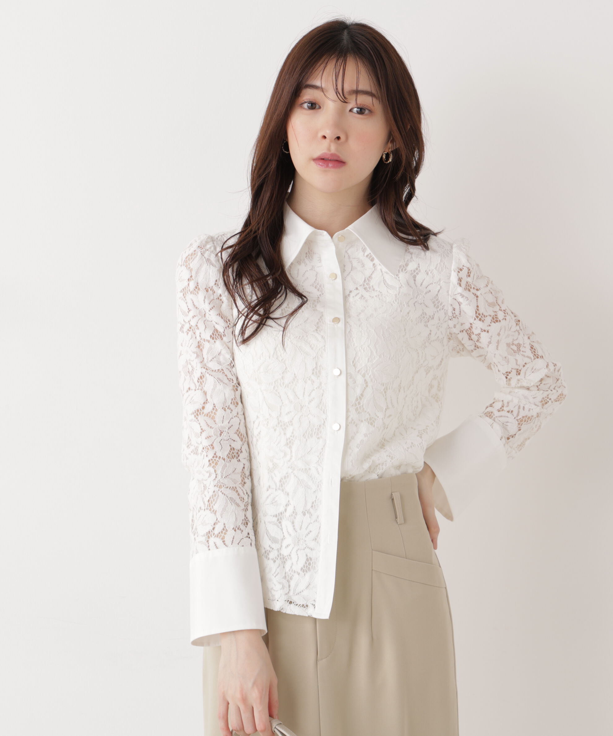 PROPORTION BODY DRESSING「ビッグ衿レースブラウス　26SS」|シャツ・ブラウス|