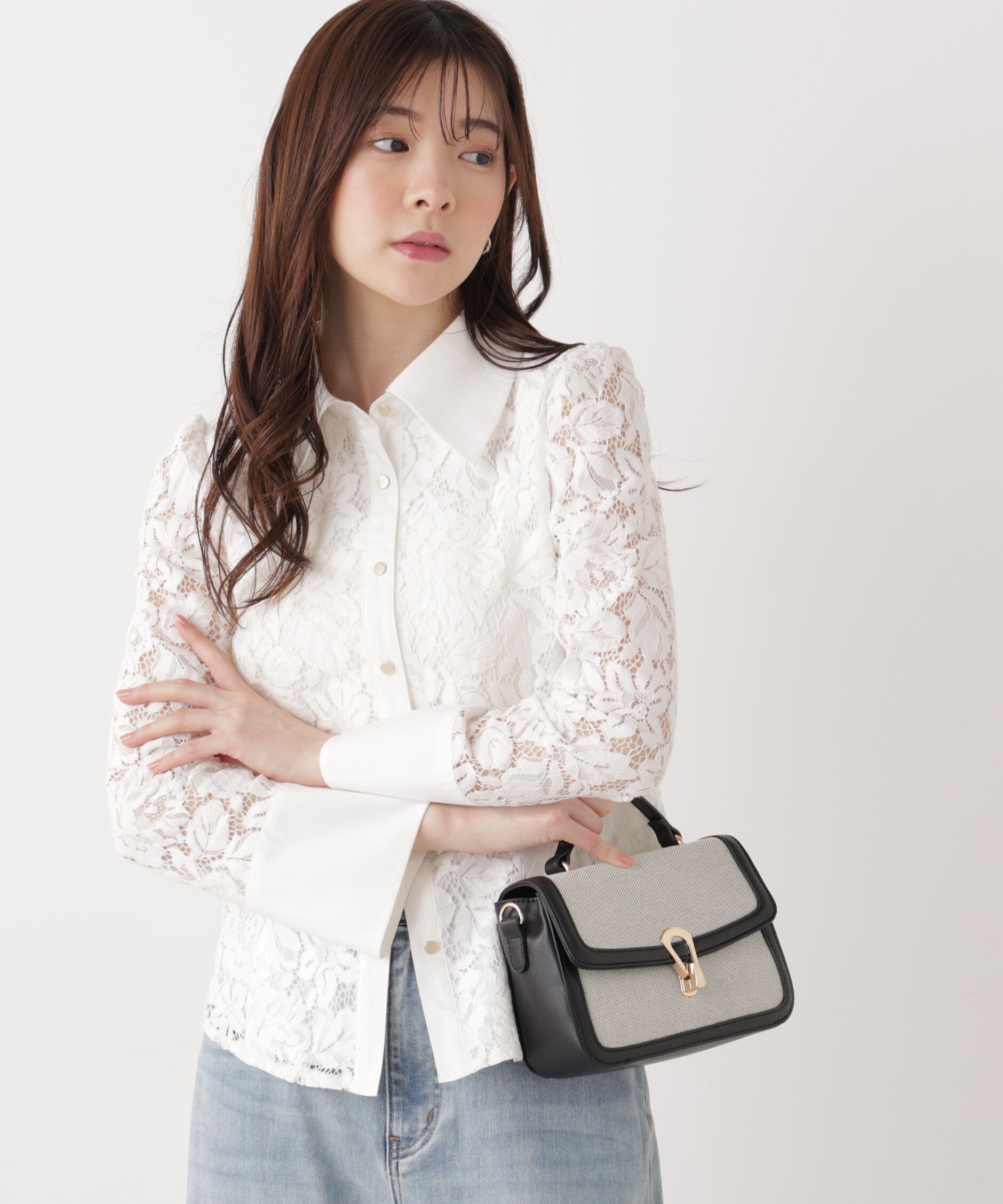 PROPORTION BODY DRESSING「ビッグ衿レースブラウス　26SS」|シャツ・ブラウス|