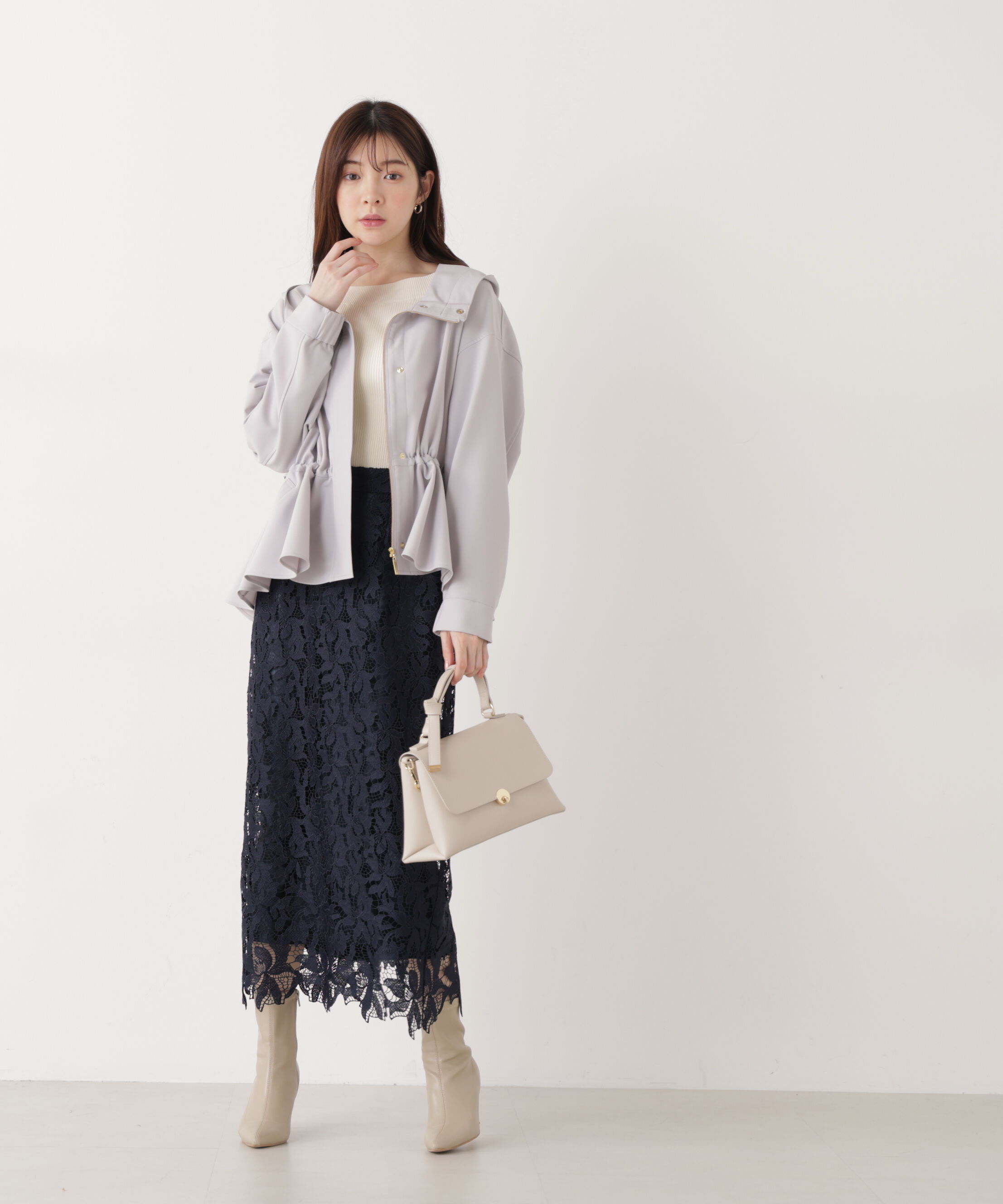 PROPORTION BODY DRESSING「シアー切り替えボートネックニット　26SS」|ニット・セーター|