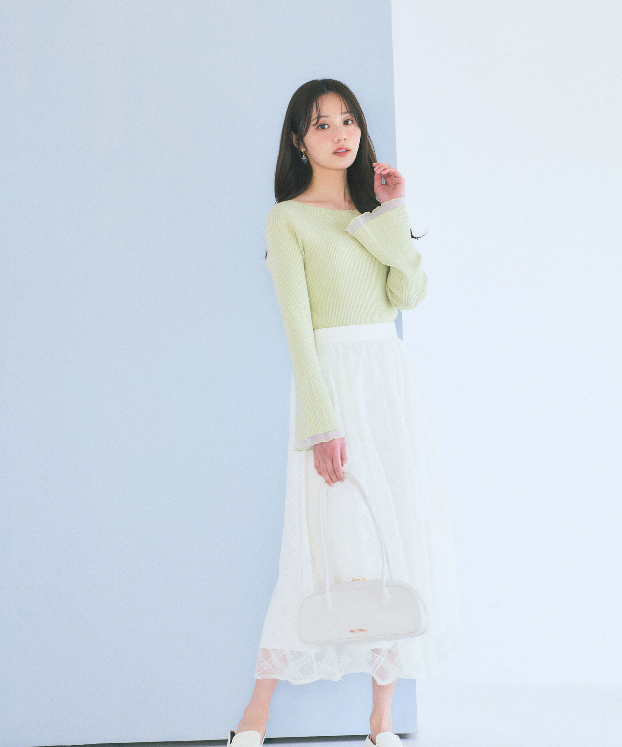 PROPORTION BODY DRESSING「シアー切り替えボートネックニット　26SS」|ニット・セーター|