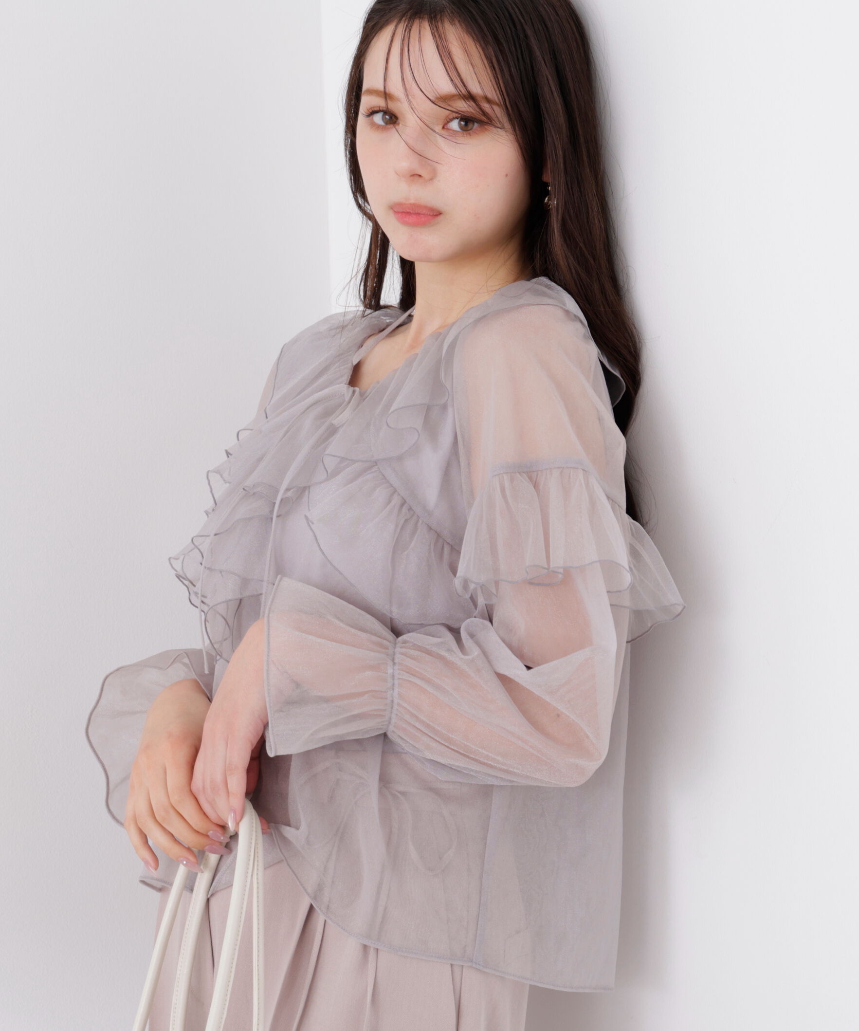 PROPORTION BODY DRESSING「チュールラッフルブラウス　26SS」|シャツ・ブラウス|