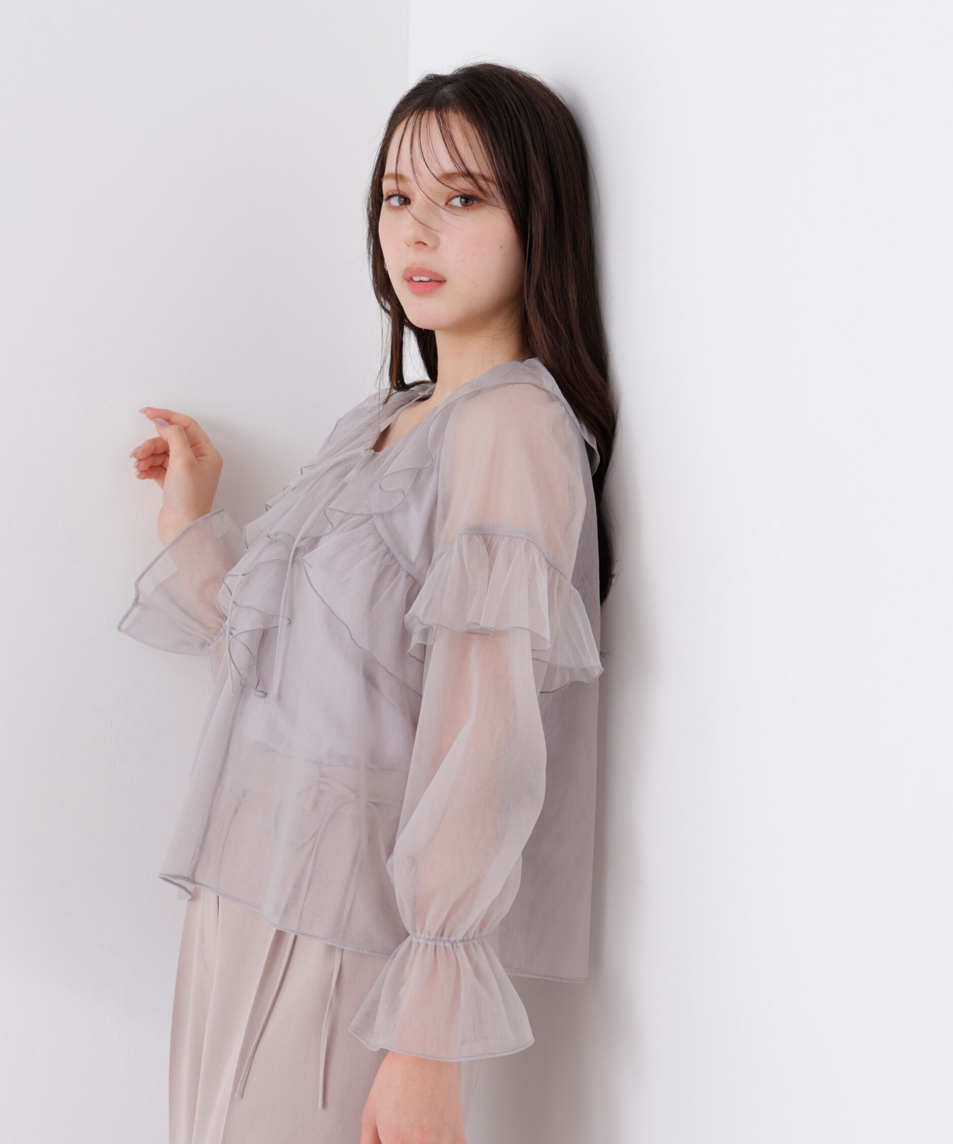 PROPORTION BODY DRESSING「チュールラッフルブラウス　26SS」|シャツ・ブラウス|