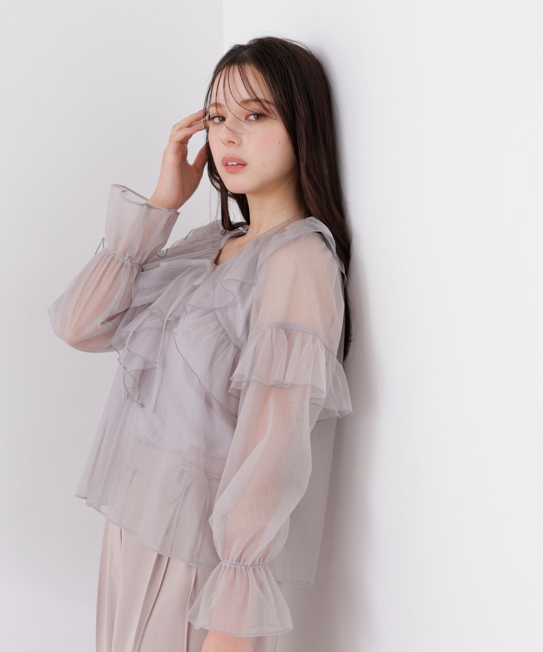 PROPORTION BODY DRESSING「チュールラッフルブラウス　26SS」|シャツ・ブラウス|