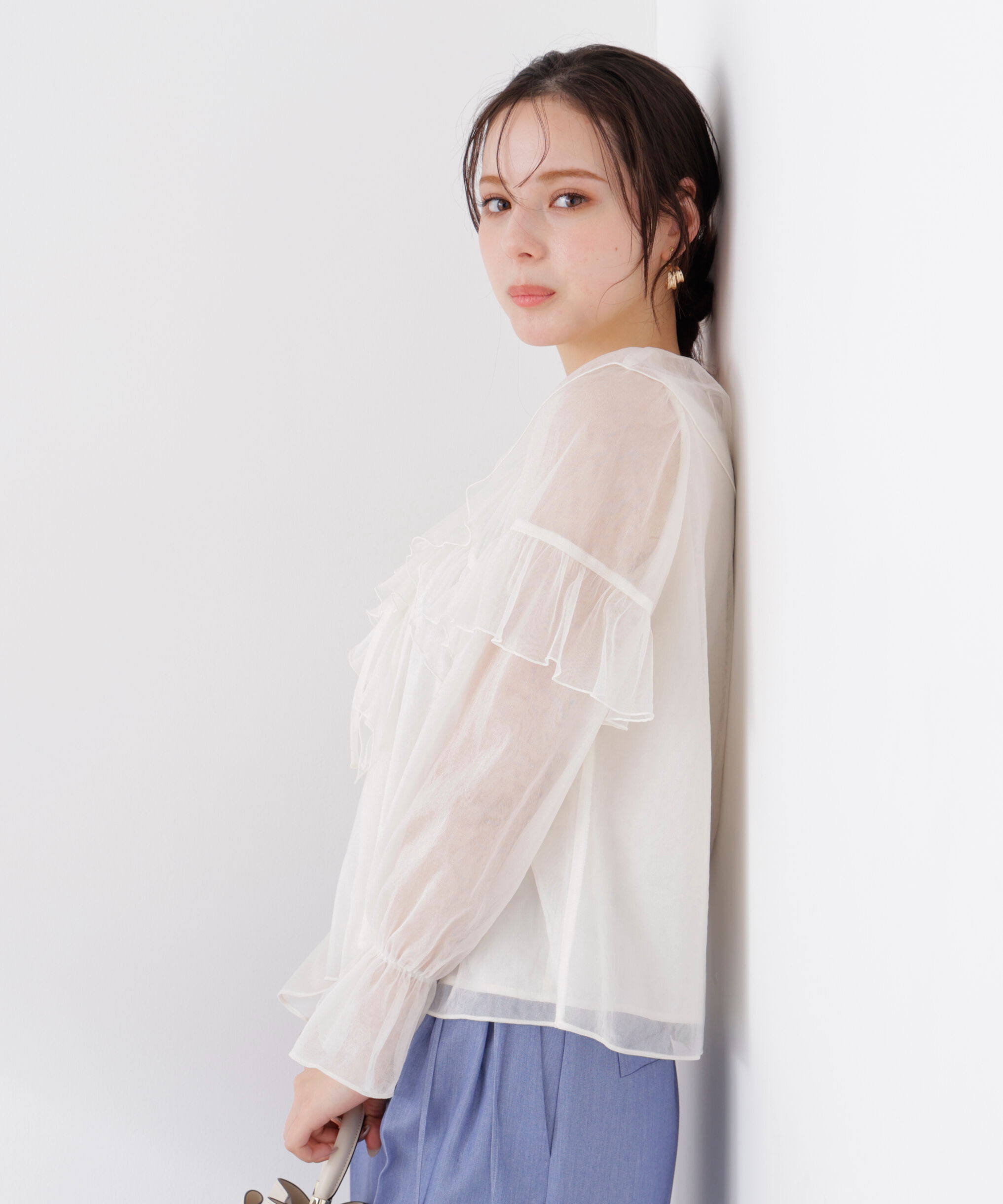 PROPORTION BODY DRESSING「チュールラッフルブラウス　26SS」|シャツ・ブラウス|