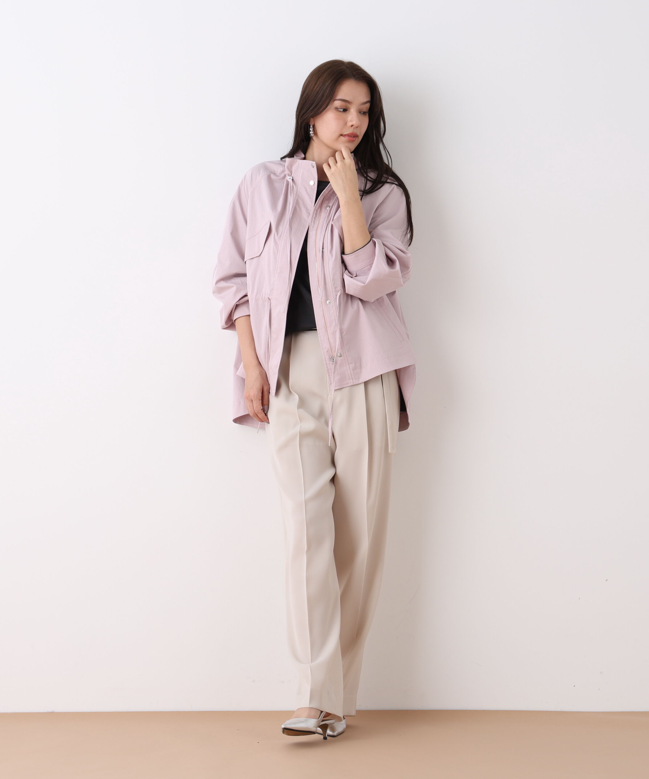  「ダブルサテンタックワイドパンツ」|その他|