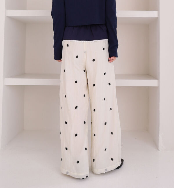 archives「花柄刺繍イージーワイドパンツ」|チノ|