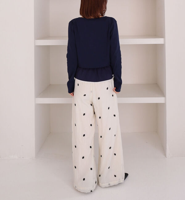 archives「花柄刺繍イージーワイドパンツ」|チノ|