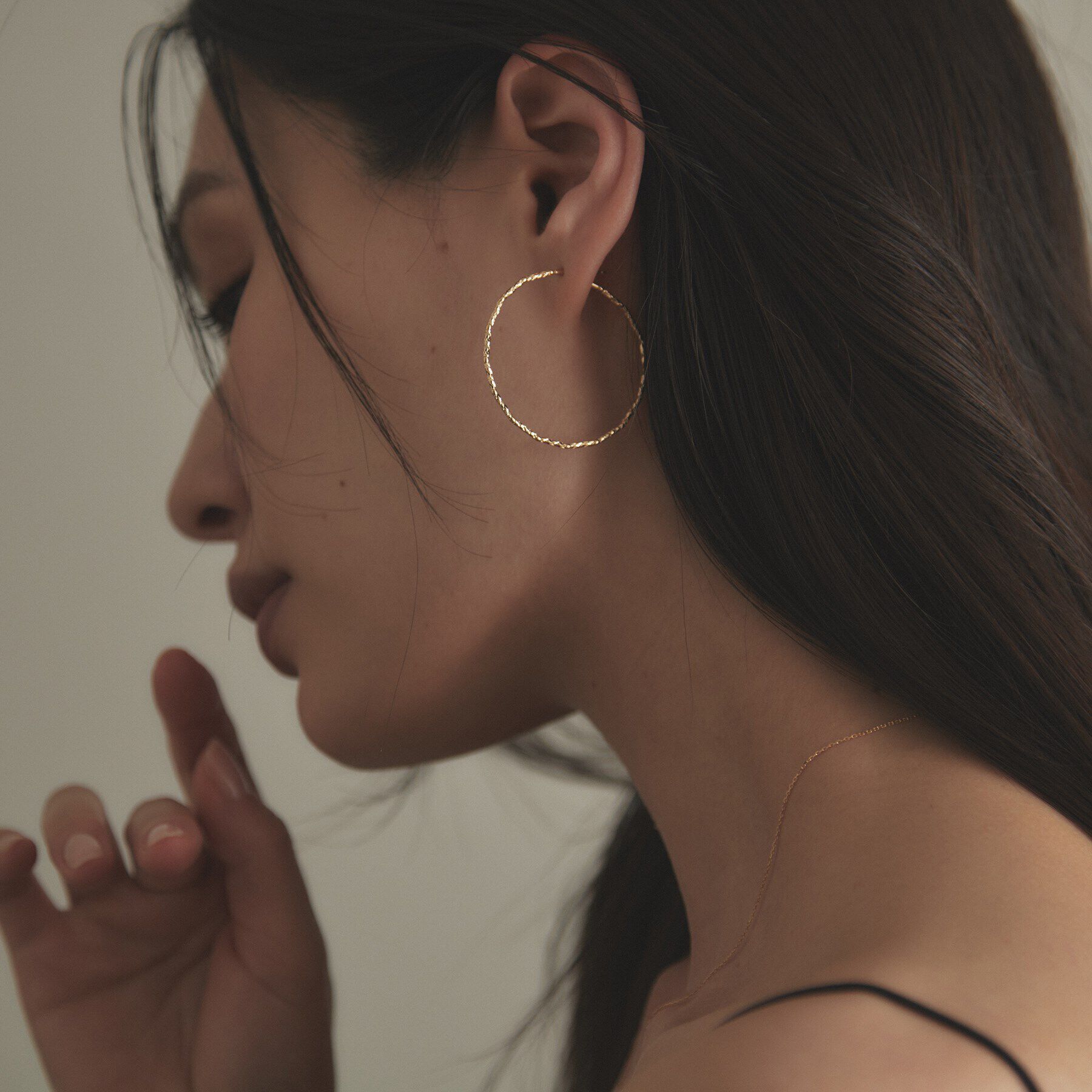 COCOSHNIK「K18ミラーカットビーズ フープピアス（小）」|ピアス|