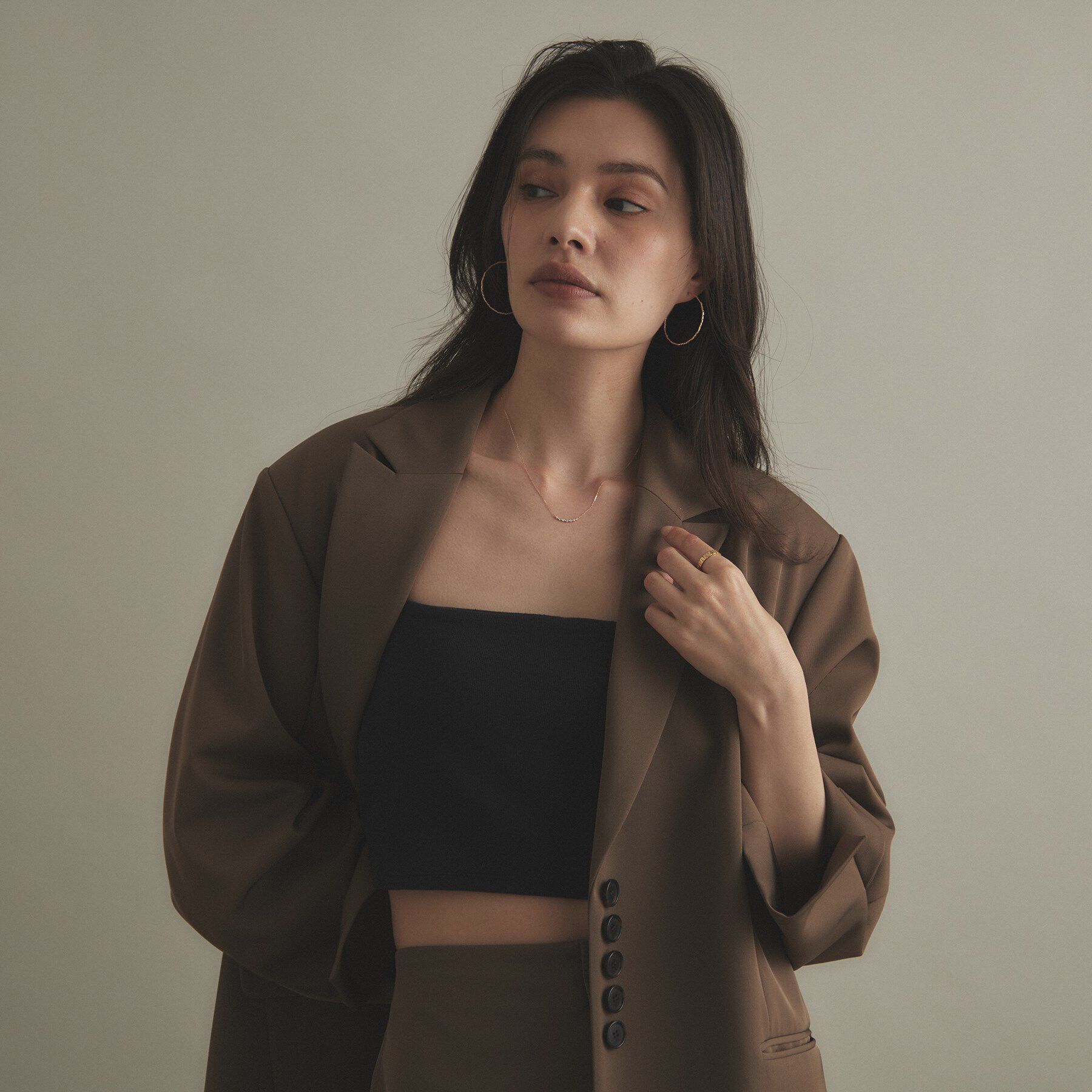 COCOSHNIK「K18ミラーカットビーズ フープピアス（小）」|ピアス|