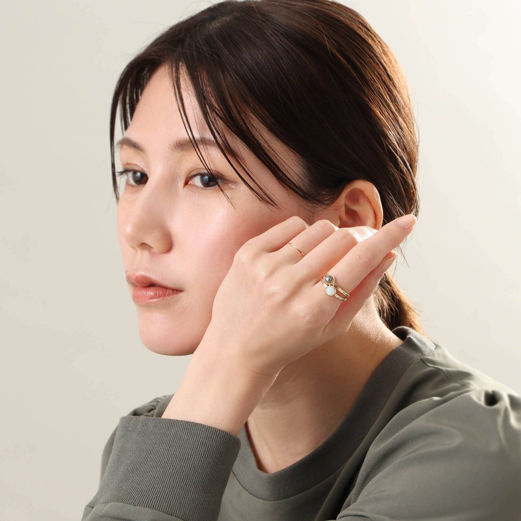 COCOSHNIK「K10ラブラドライト ラウンドカボション リング」|リング|