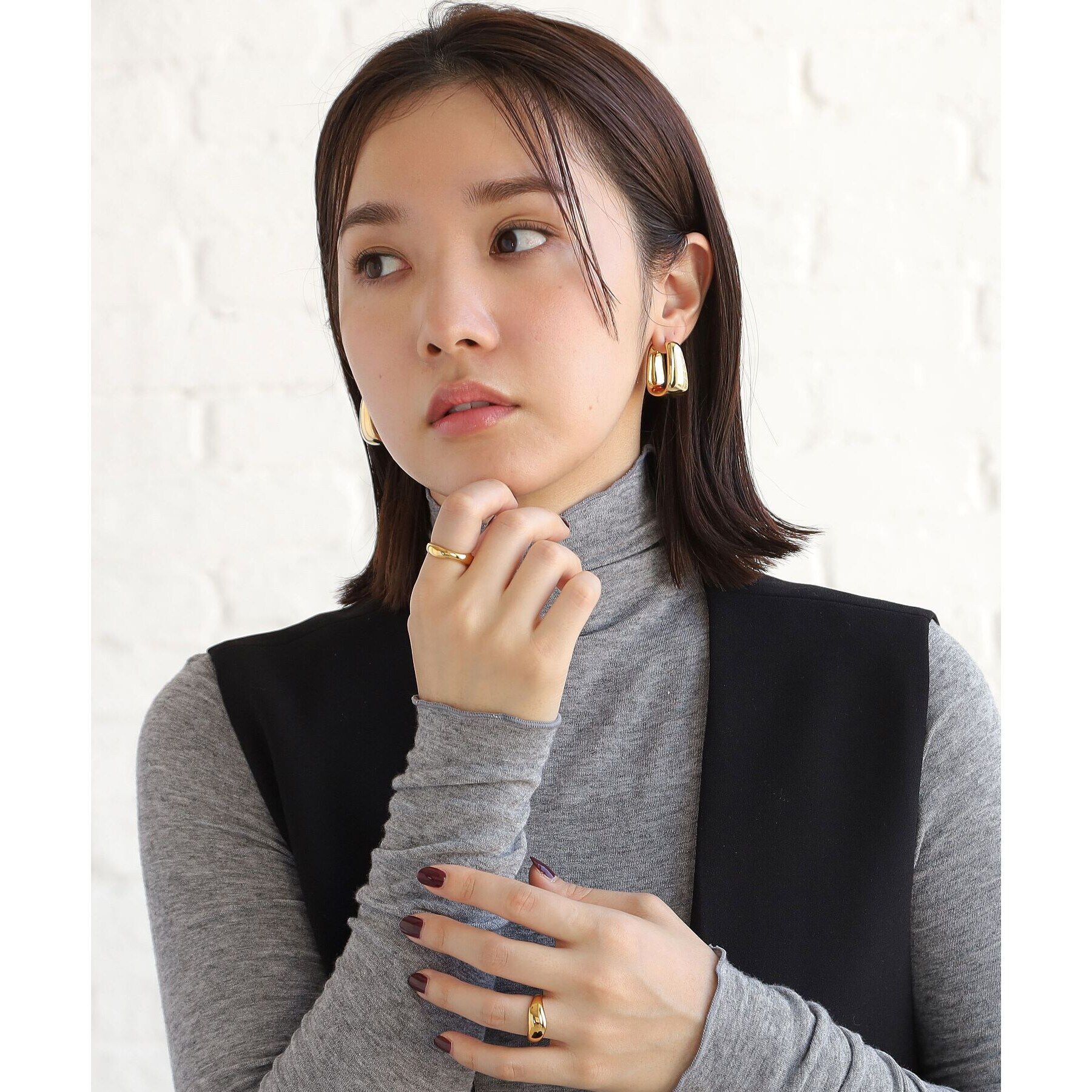 COCOSHNIK ONKITSCH「シルバー ホロウフープピアス トラペーズ GP」|ピアス|