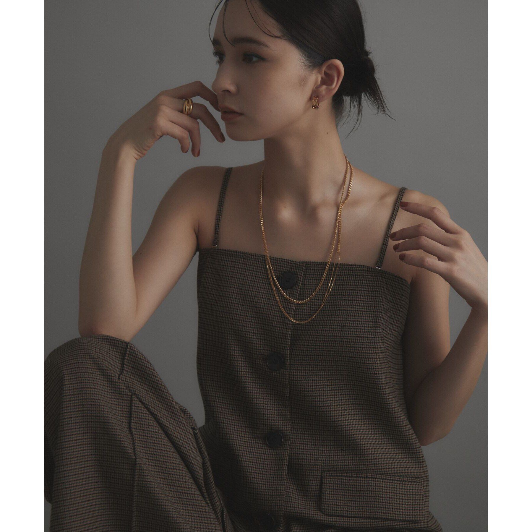 COCOSHNIK ONKITSCH「シルバー フラットカーブチェーンモチーフピアス GP」|ピアス|