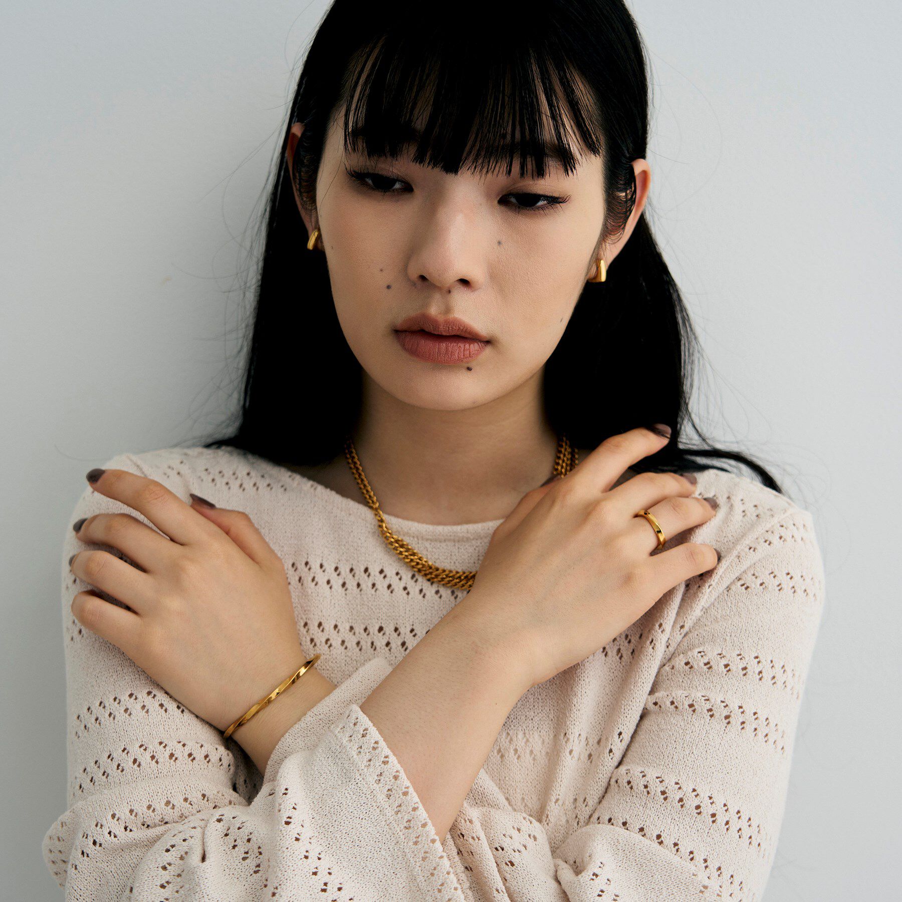 COCOSHNIK ONKITSCH「シルバー ハギーイヤリング スクエア GP」|イヤリング|