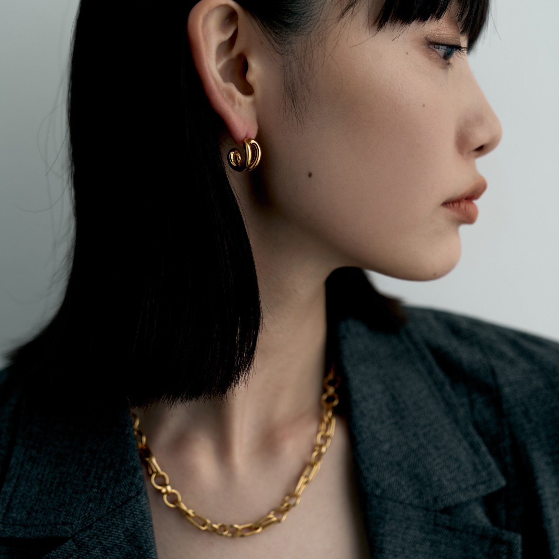 COCOSHNIK ONKITSCH「シルバー スモールフープ ニュアンスループピアス GP」|ピアス|