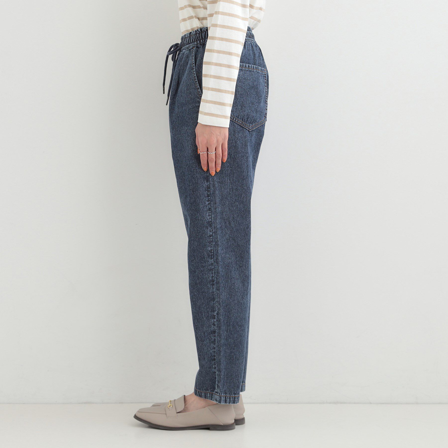 SHOO･LA･RUE「【ライトオンスデニム/S-LL/洗濯機可】夏でもはける らくらくイージーデニムテーパードパンツ」|デニム|