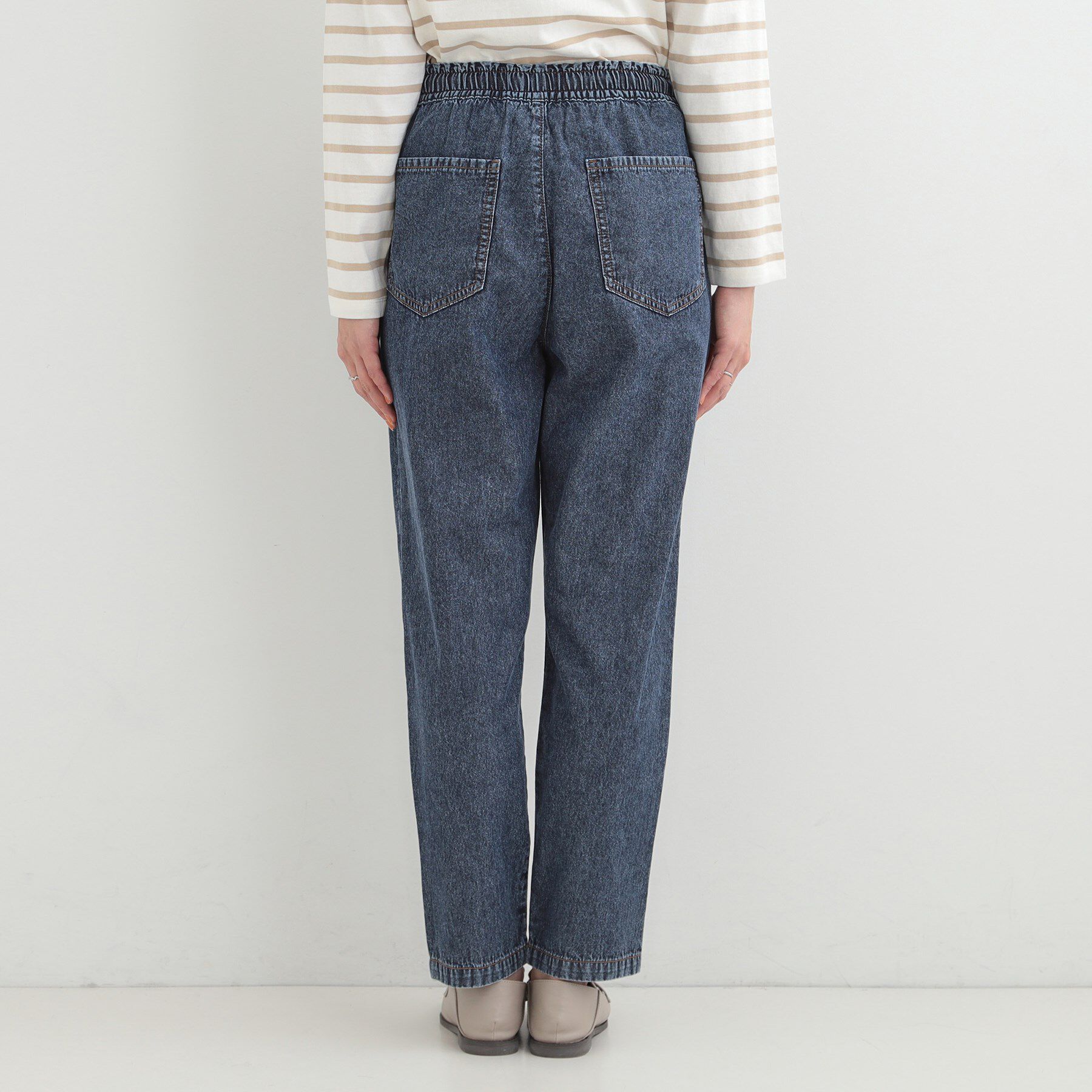 SHOO･LA･RUE「【ライトオンスデニム/S-LL/洗濯機可】夏でもはける らくらくイージーデニムテーパードパンツ」|デニム|