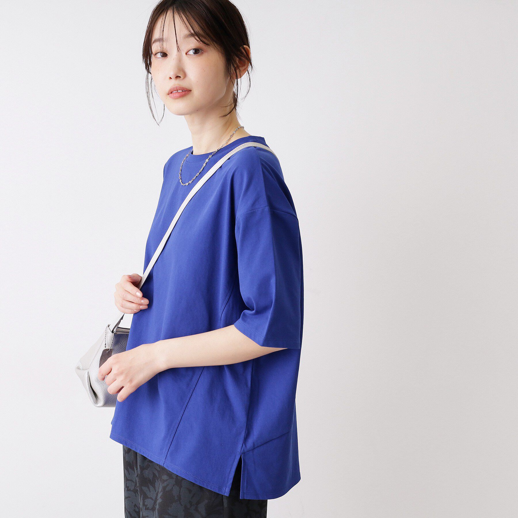 Dessin「【UVカット/接触冷感】プレーティングTシャツ」|Tシャツ・カットソー|ブルー(093)