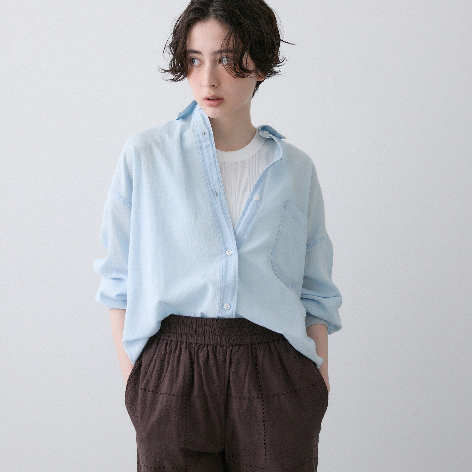 Dessin「【洗える】2オンスシアーデニムシャツ」|シャツ・ブラウス|