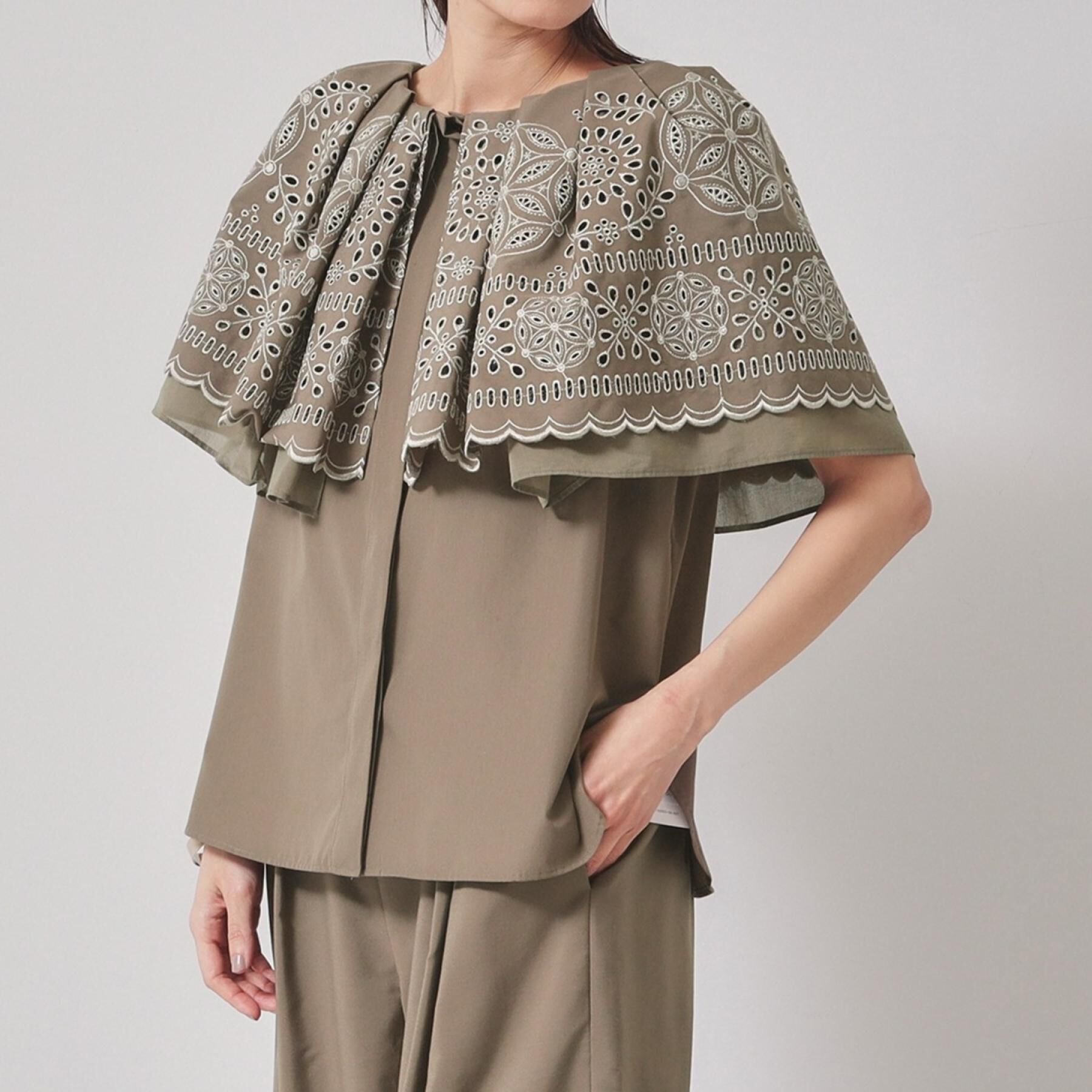 SunaUna「【幾何柄】ケープカラーブラウス」|シャツ・ブラウス|