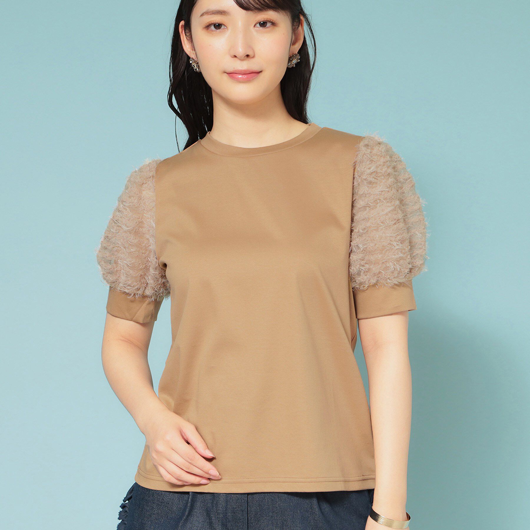 SunaUna「【チュール袖】パフスリーブカットソー」|Tシャツ・カットソー|