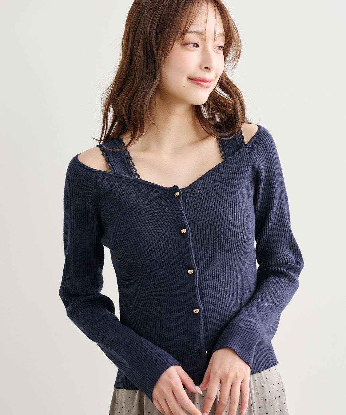 COCO DEAL「Vネックリブニットカーディガン」|ニット・セーター|