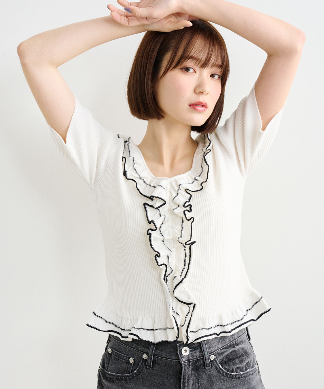 COCO DEAL「Vネックフリルニット」|ニット・セーター|