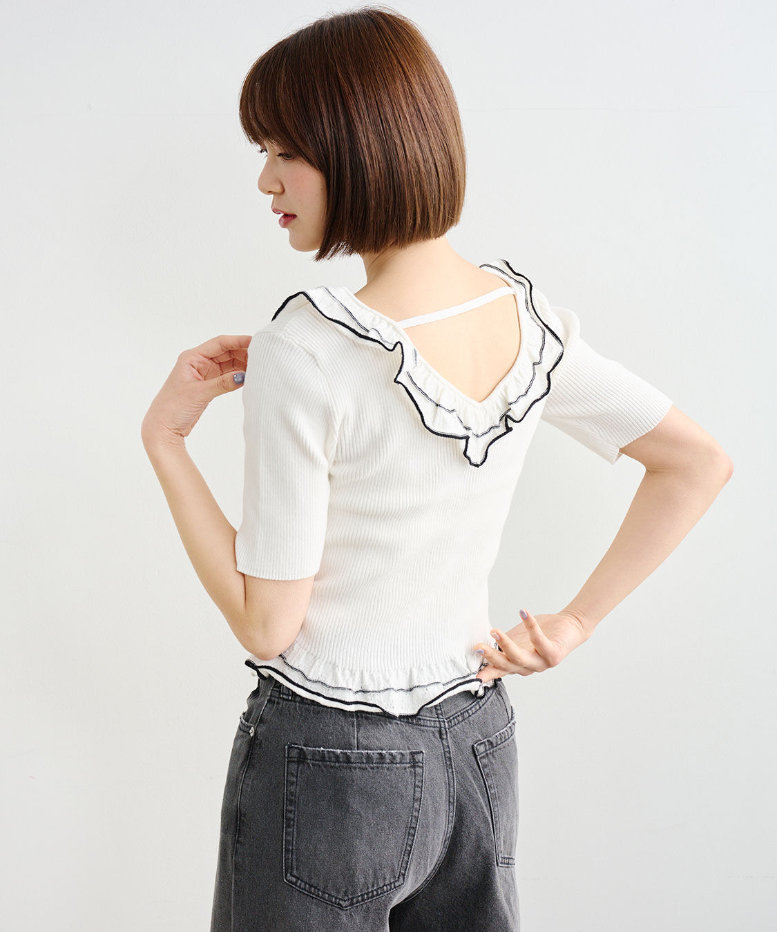 COCO DEAL「Vネックフリルニット」|ニット・セーター|