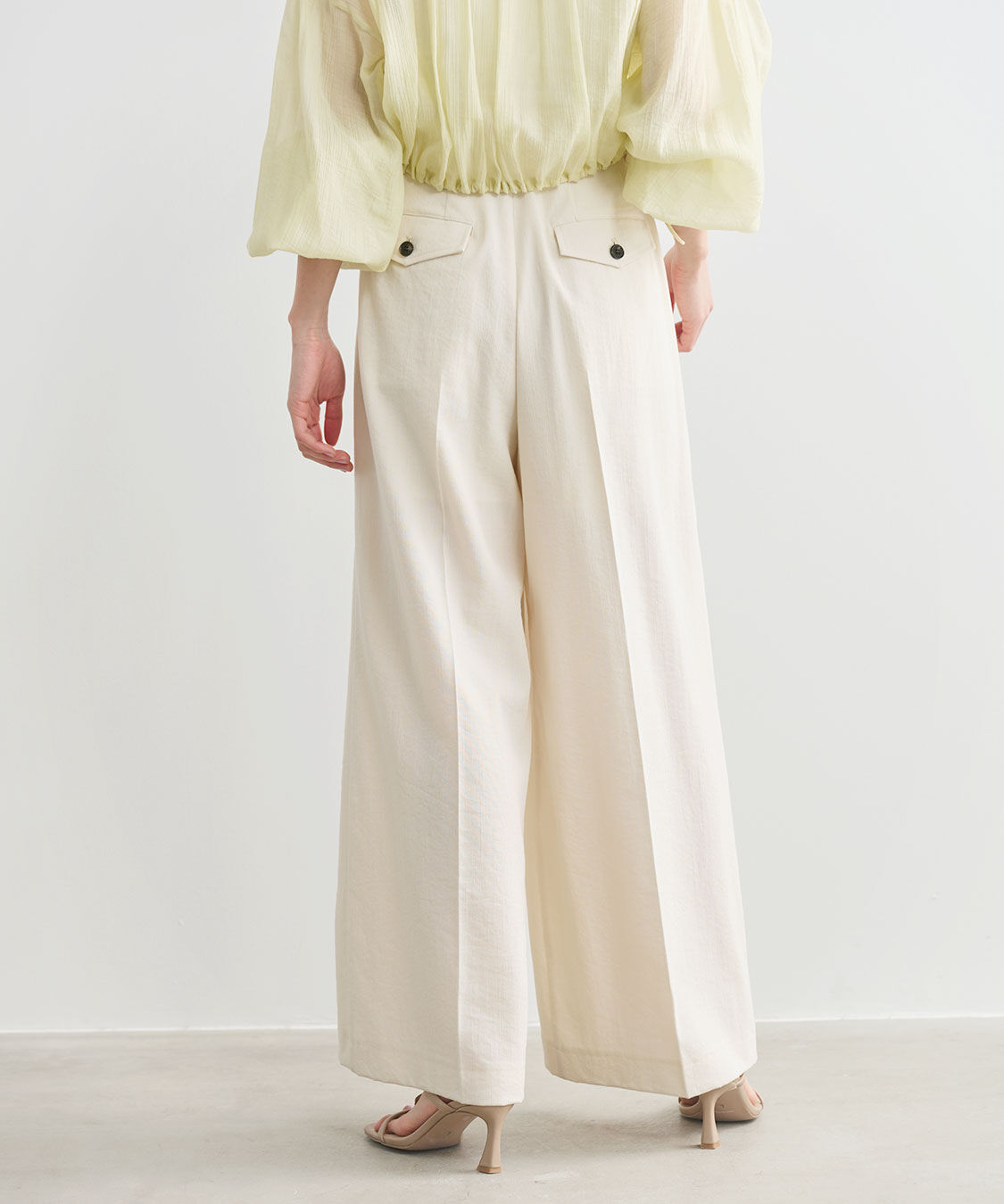 COCO DEAL「リネンライクバックフラップワイドパンツ」|スラックス|