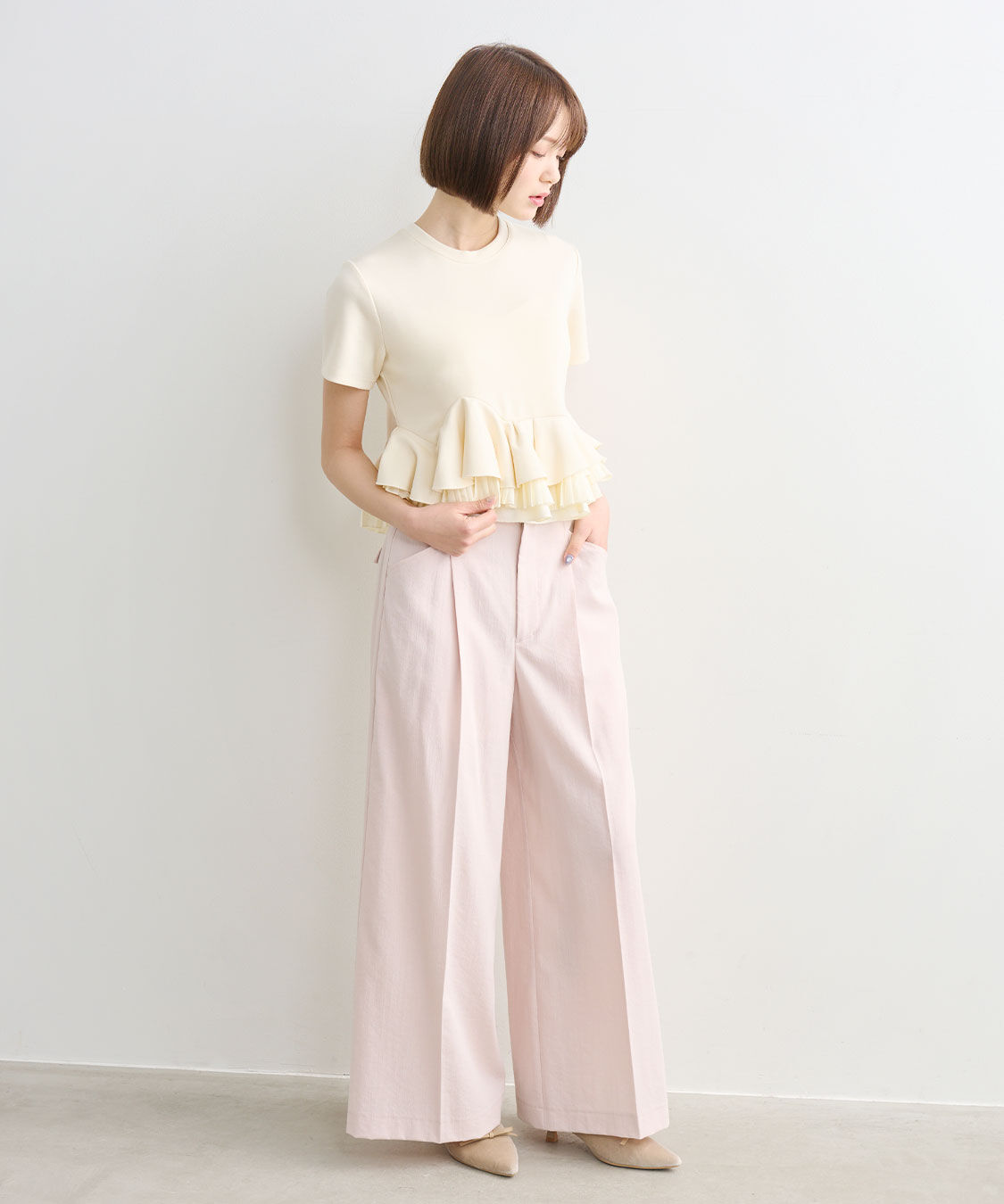 COCO DEAL「リネンライクバックフラップワイドパンツ」|スラックス|