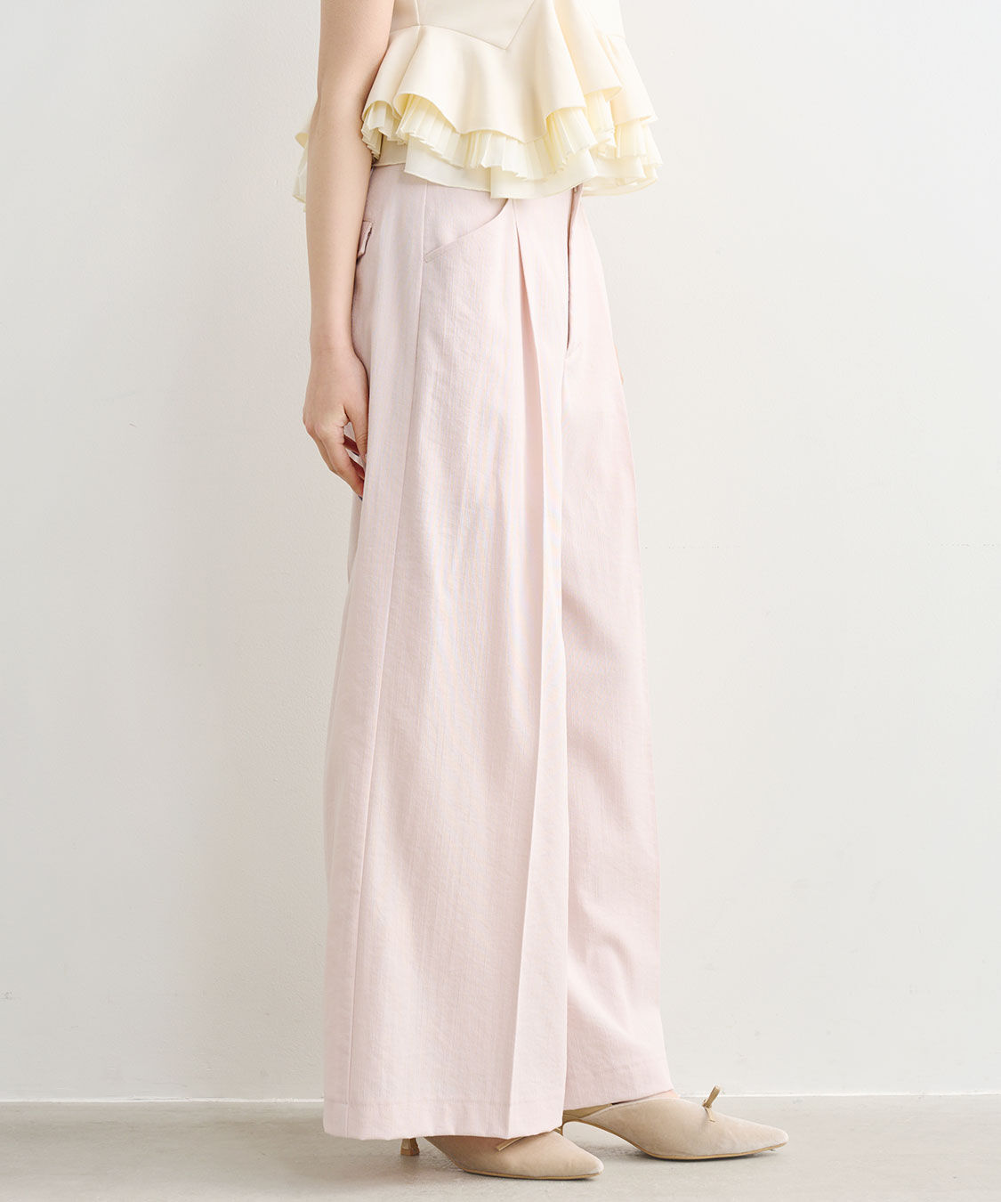 COCO DEAL「リネンライクバックフラップワイドパンツ」|スラックス|