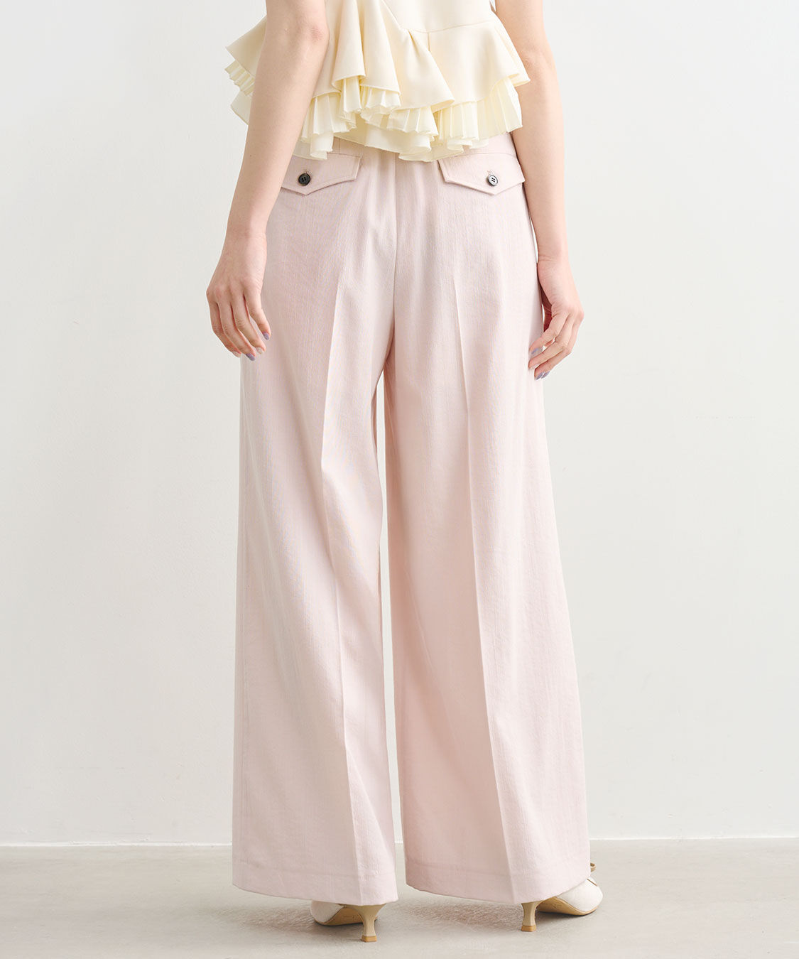 COCO DEAL「リネンライクバックフラップワイドパンツ」|スラックス|