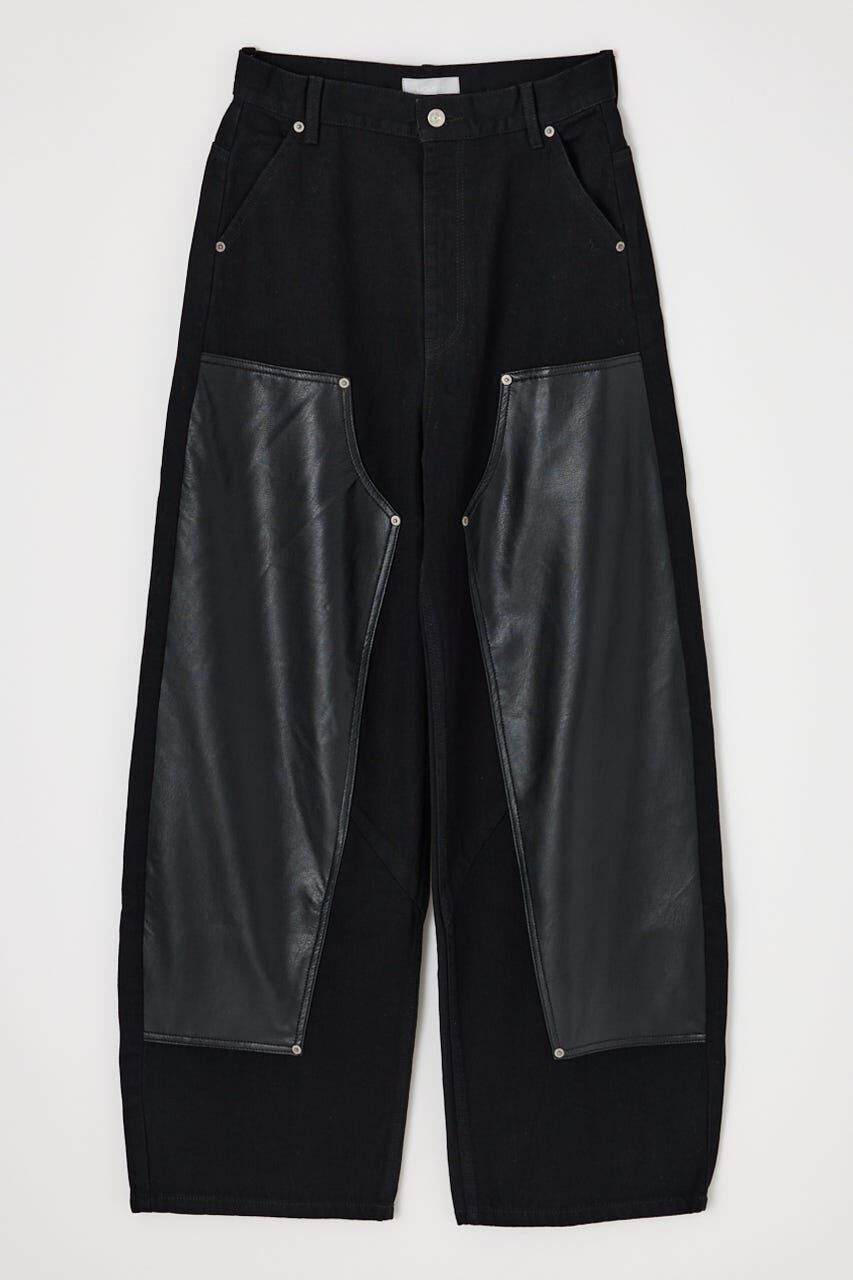 MOUSSY「F/LEATHER DOUBLE KNEE パンツ」|デニム|