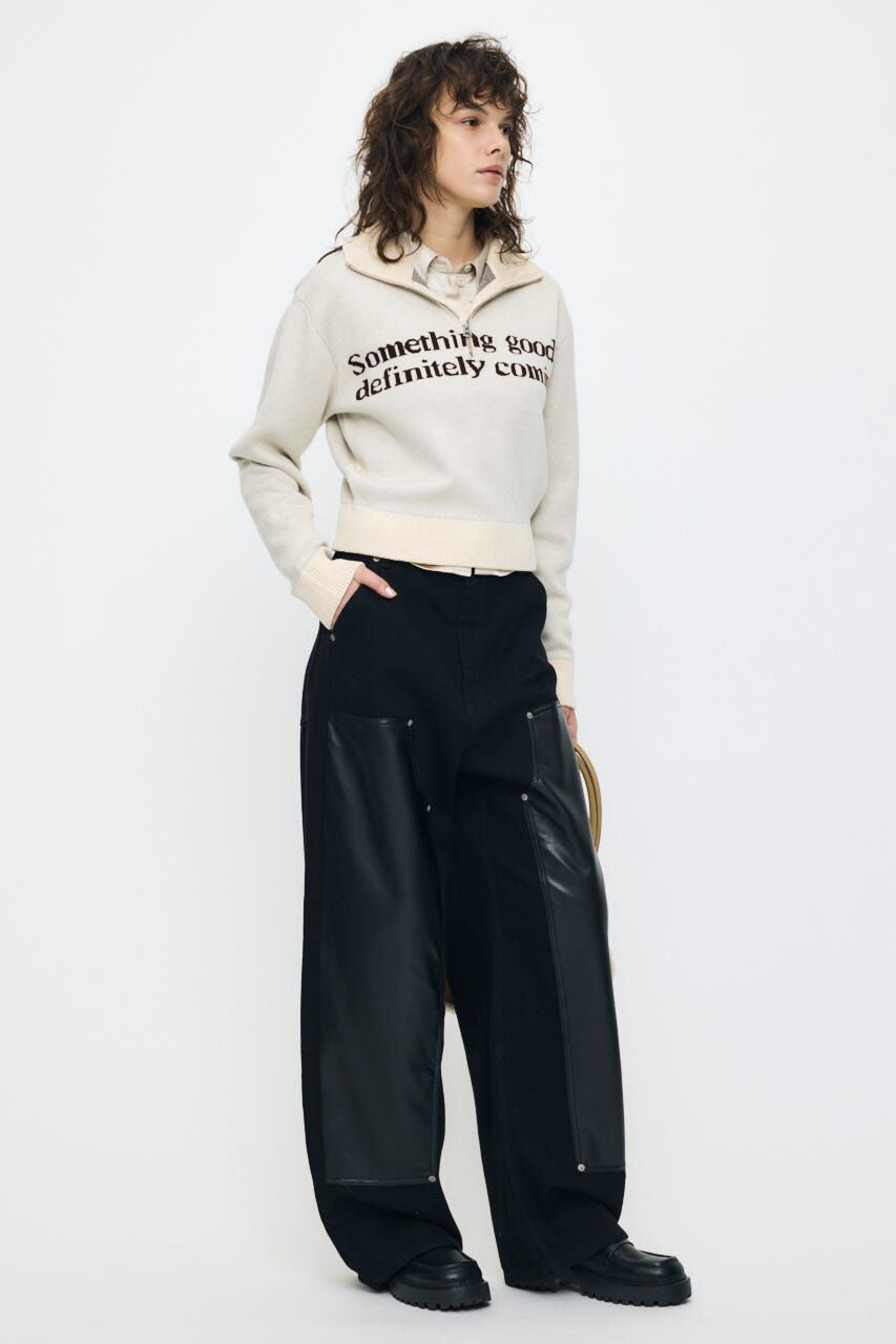 MOUSSY「F/LEATHER DOUBLE KNEE パンツ」|デニム|