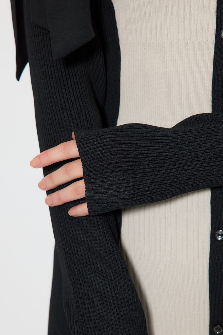 rienda「バイカラーオフショルリボンニットミニワンピース」|ワンピース|